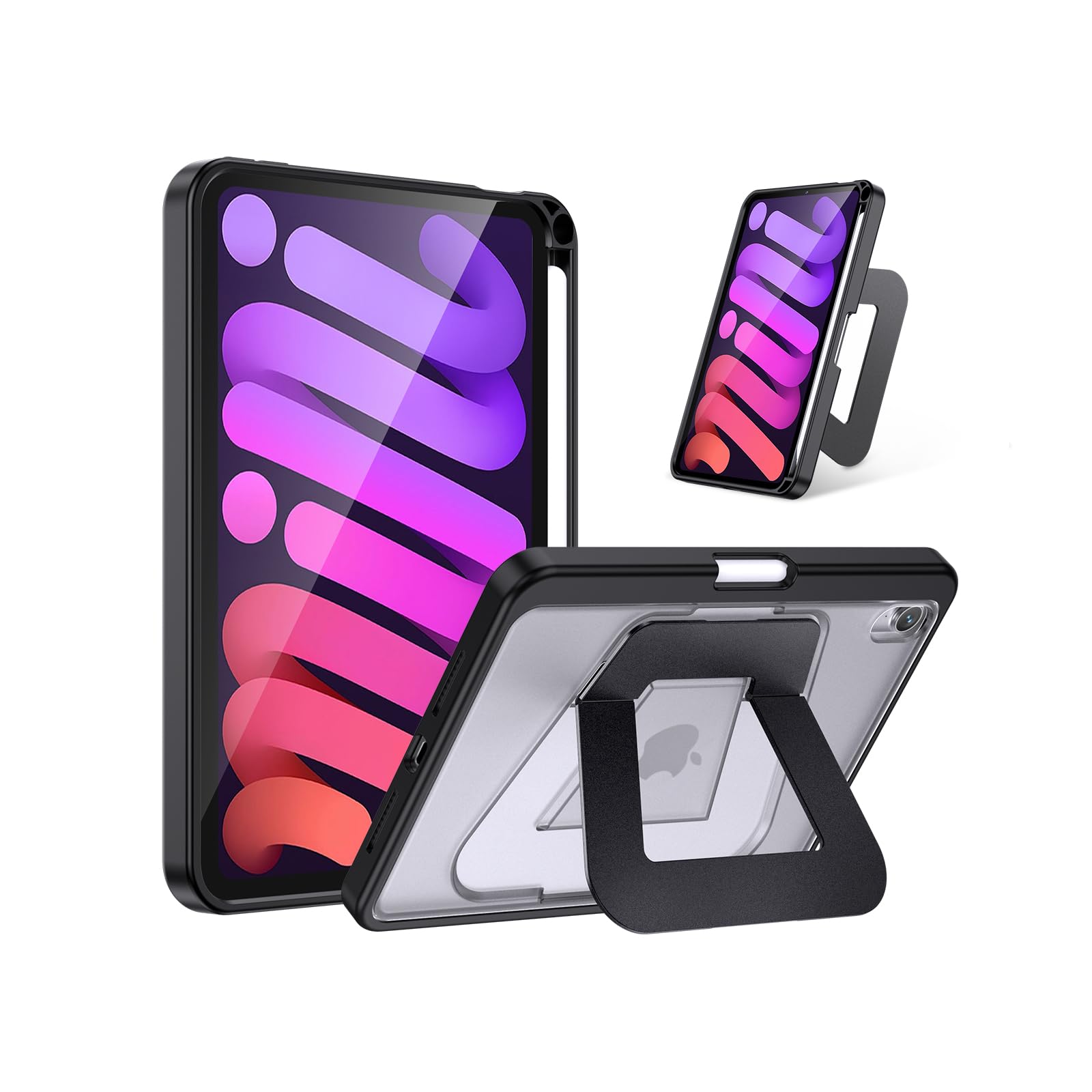【米軍MIL規格・縦置き/横置きスタンド】iPad mini7 ケース（A17 Pro 2024対応）iPad mini 第7世代／第6世代（2024／2021モデル）専用 アルミ調節式 縦横スタンド ペンシルホルダー付き 薄型 軽量 耐衝