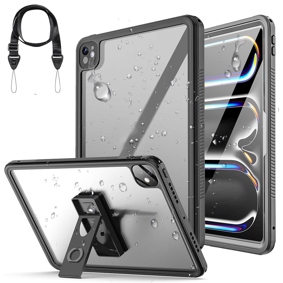 軽量型 iPad Pro 13インチ M4 完全防水ケース (2024) iPad Pro 13 第7世代 防水ケース お風呂カバー IP68防水 耐衝撃 スタンド機能付き 薄型 軽量 手触り クリア 防雪 防塵 水場 潜水 浴室用 iPad Pro 13イ 9,329円