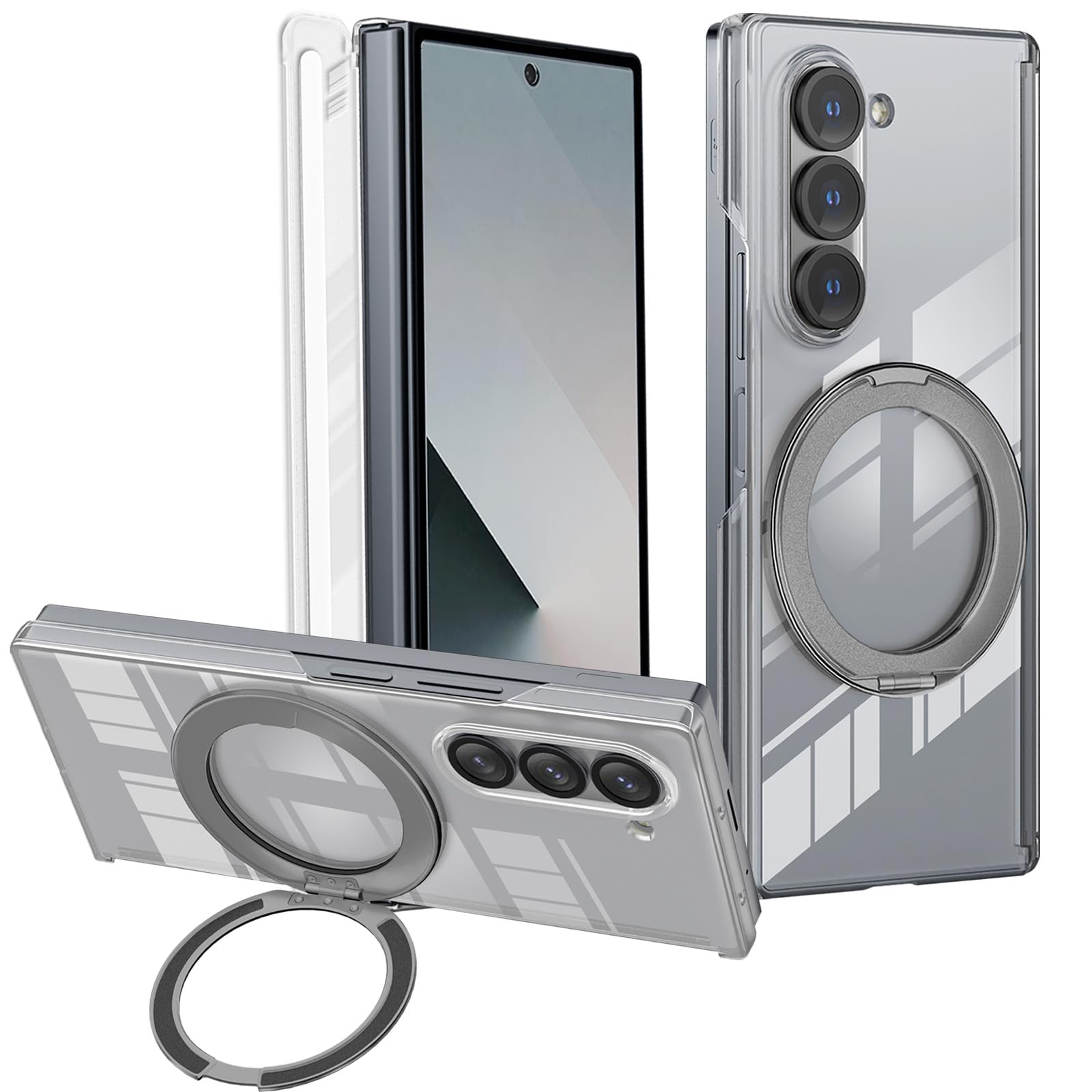 For Galaxy Z Fold7 ケース MagSafe対応galaxy zfold 7 ケース 360&deg;回転スタンド Galaxy Fold7カバー 透明PC折りたたみ Galaxy Zフォールド7 保護ケース 磁気ヒンジ保護 ギャラクシー Z fold7 SC-56F SCG34カバー 薄型｜WES STORE