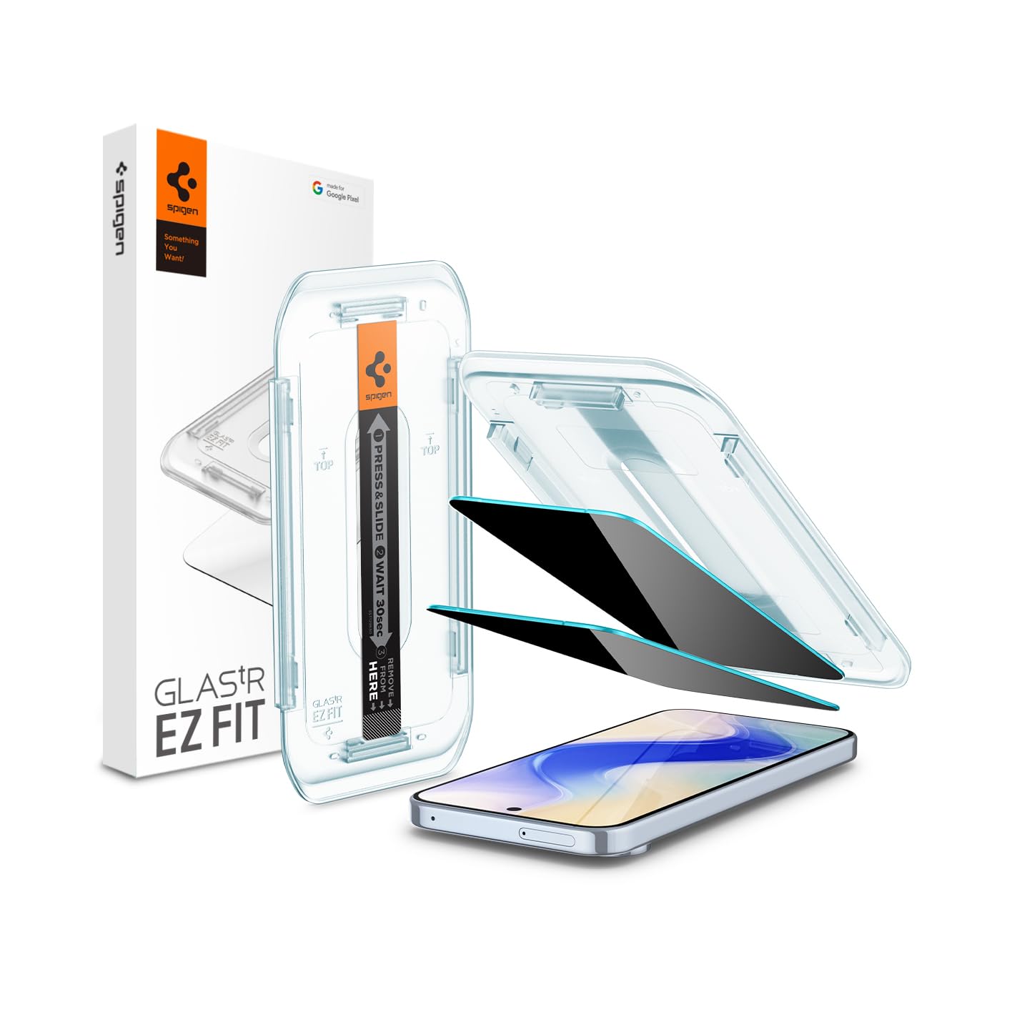 Spigen Google Pixel 10 Pro XL 覗き見押しとどめる硝子写真フィルム Pixel 9 Pro XL 相応う 指紋証明相応う 9H+強化因子硝子 AluminaCore 貼り信用販売一揃いの道具付き添い人 2枚入 ナノ上塗り 飛散押しとどめる EZ Fit AGL09313