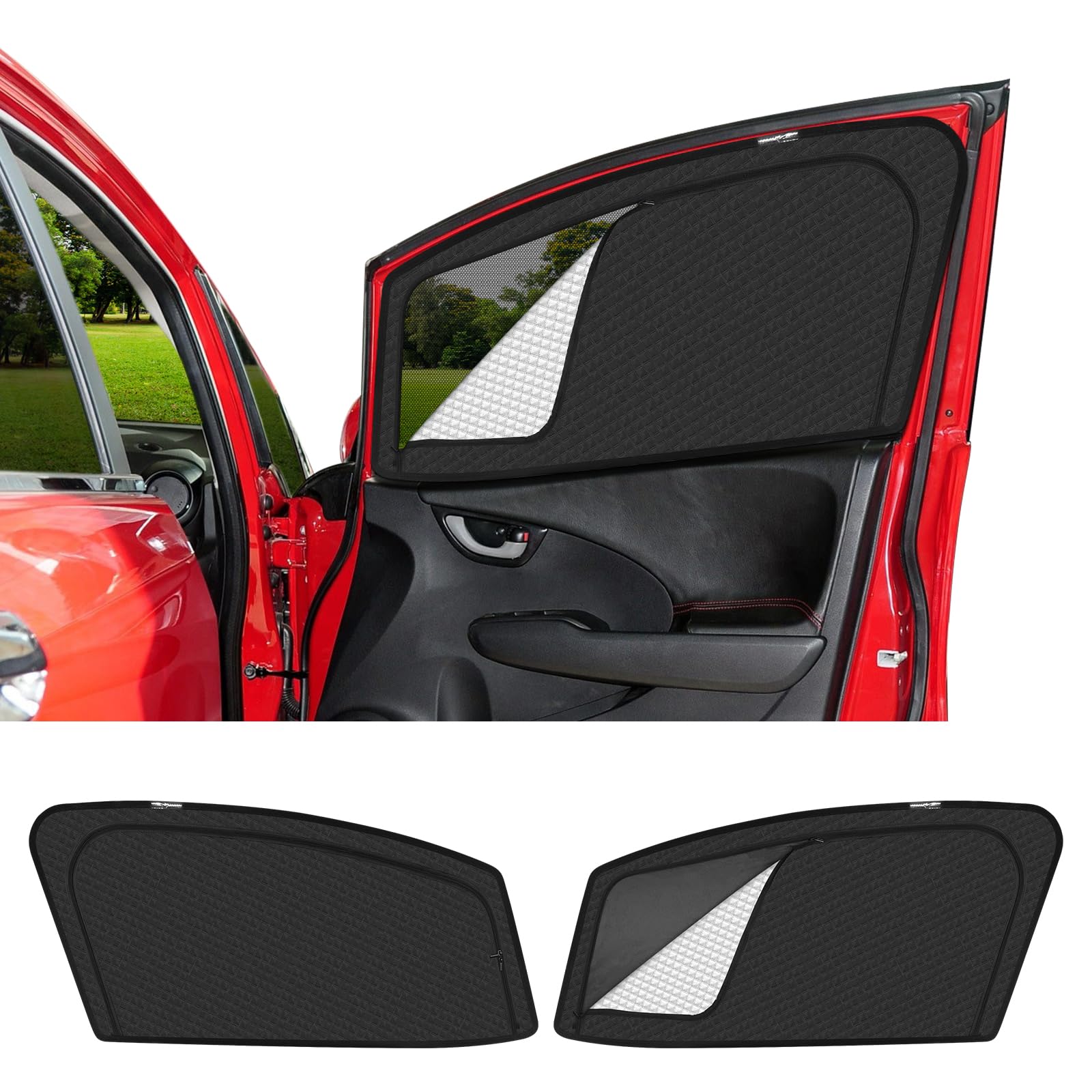 新型 フィット GK3/4/5/6型 GP5/6 専用 サンシェード マグネット式 サイド用 車種専用 2in1一体式 カーシェード fit GK系 メッシュカーテン 換気 断熱 日除け メッシュサンシェード 日焼け防止 UVカ｜WES STORE