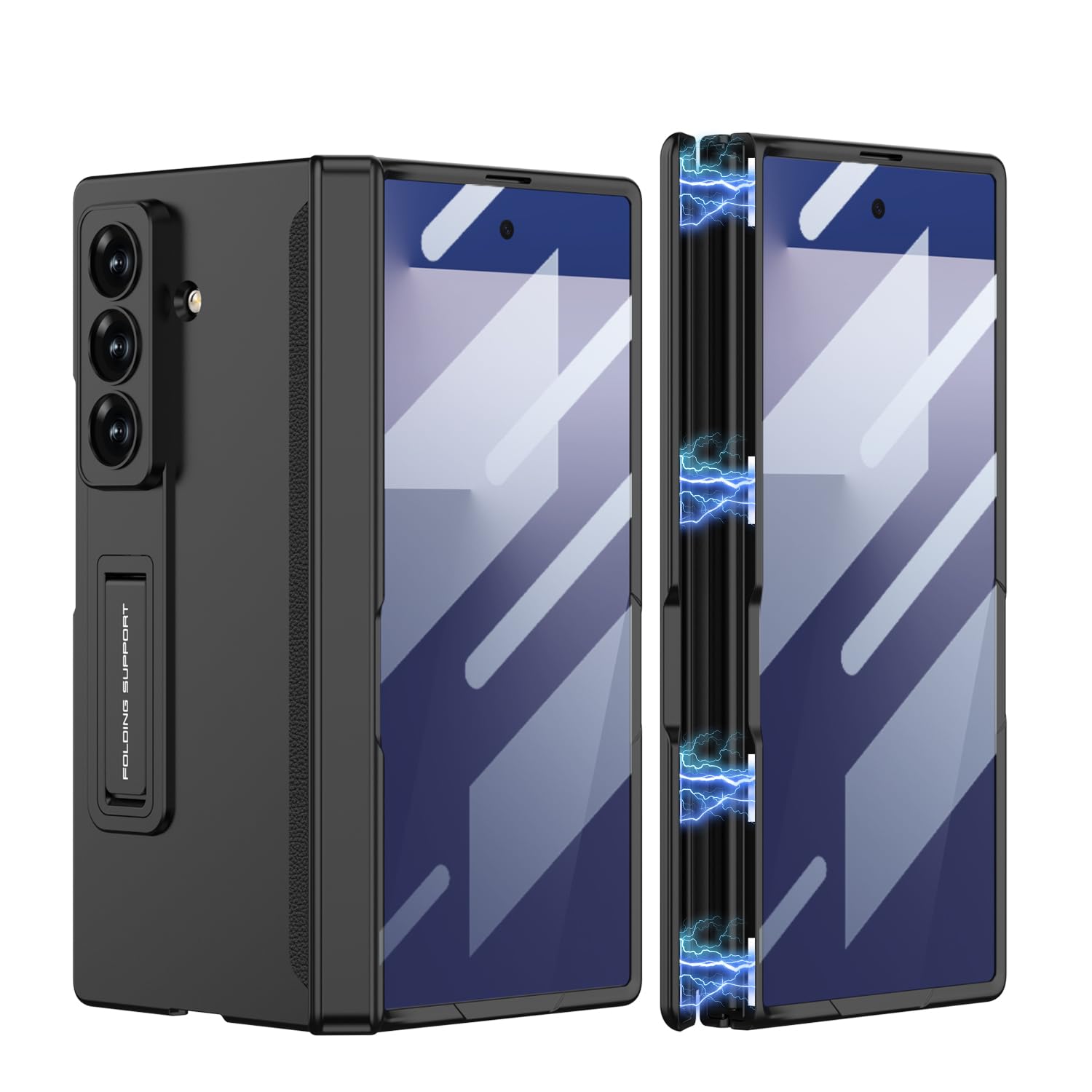 Galaxy Z Fold7 ケース ガラスフィルム付き Samsung ギャラクシーZ フォールド7 / SC-56F / SCG34 用 カバー ヒンジ保護 カメラレンズ保護 全面保護 Uovon スマホケース スタンド付き ストラップ穴付き お