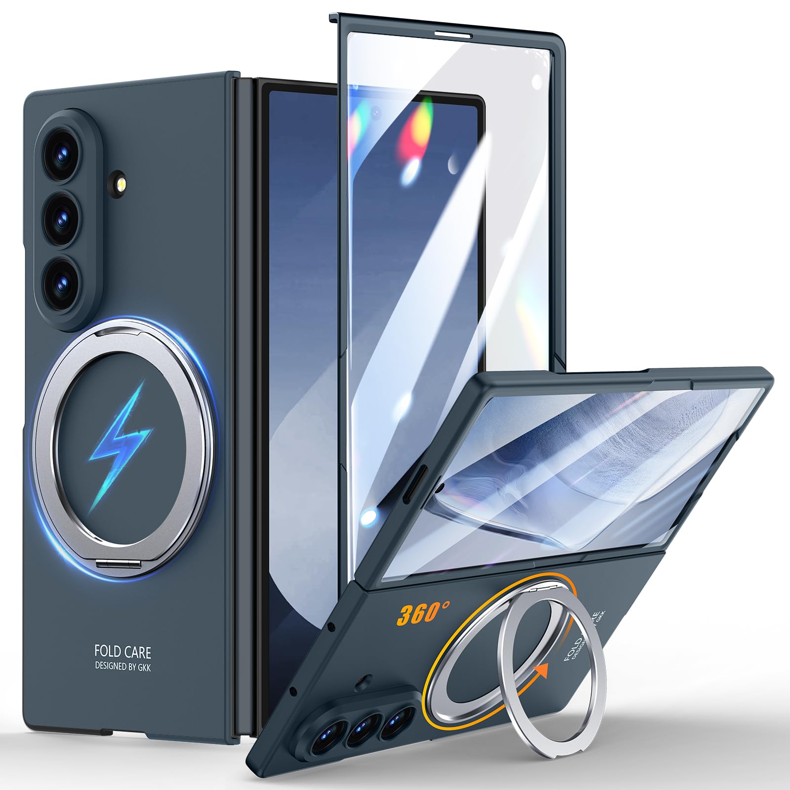 Galaxy Z Fold7 ケース Magsafe対応 360&deg;回転スタンド ガラスフィルム付き Samsung ギャラクシー Z fold7 SC-56F/SCG34 カバー Gunwon スマホケース 薄型 軽量 マット仕上げ 指紋防止 擦り傷防止 手触り良い ｜WES STORE