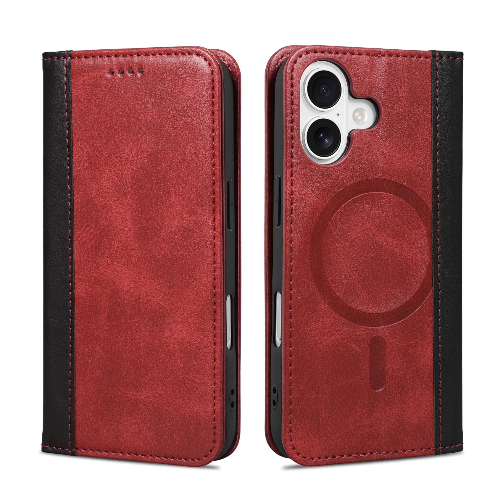 Rssviss phone 17 用 ケース 手帳型 MagSafe対応 phone 17 手帳型ケース カード収納 スタンド機能 全面保護 衝撃吸収 フォン 17 スマホケース 内蔵マグネット 財布型 レッド