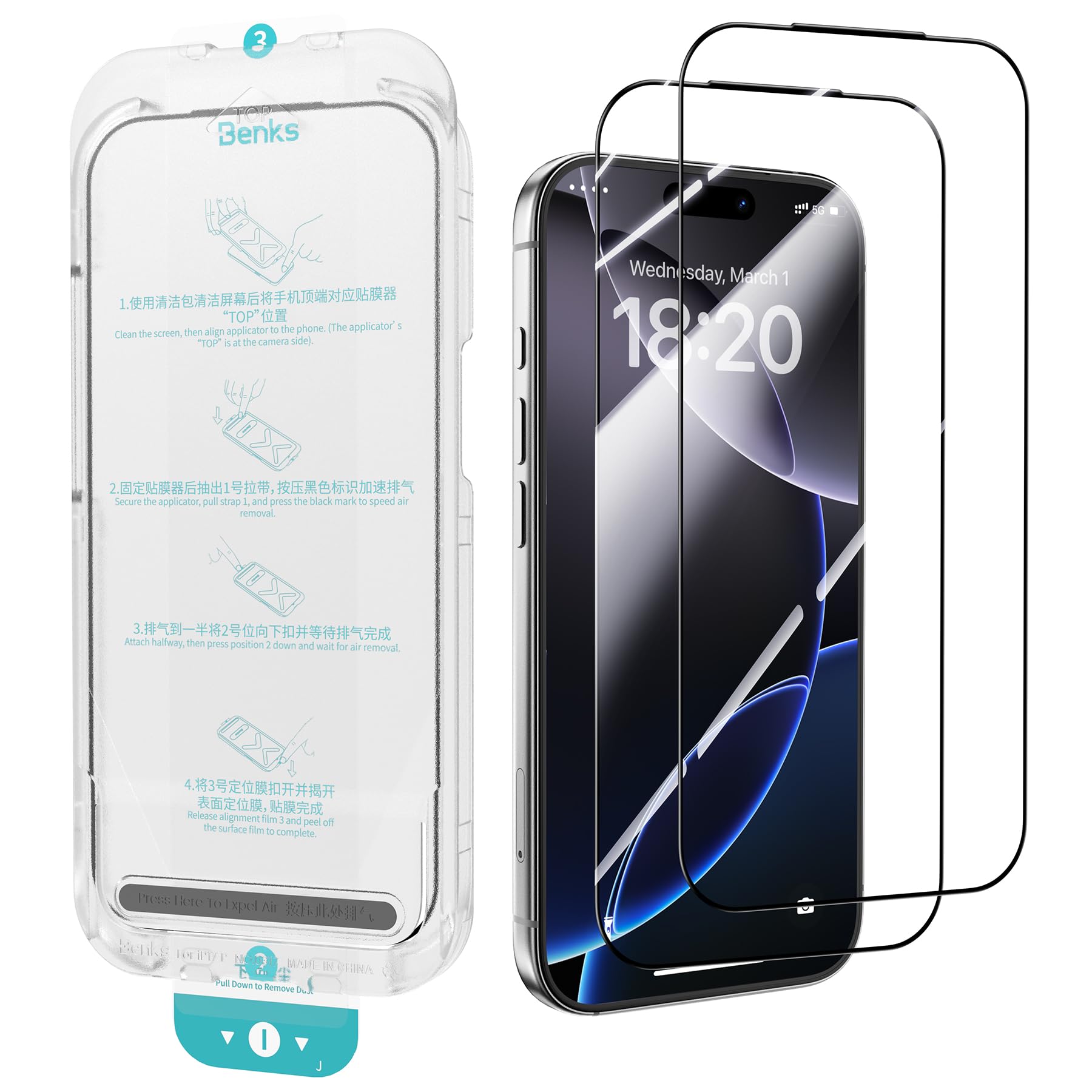 「BENKS」Ultra Shield HD ガラスフィルム iPhone17 Pro用の保護フィルム 軍用レベルの耐衝撃・耐傷 9H硬度 衝撃吸収 強化ガラスフィルム 超薄型 高透過率 クリア画面 指紋防止 フルカバー 高密着性｜WES STORE