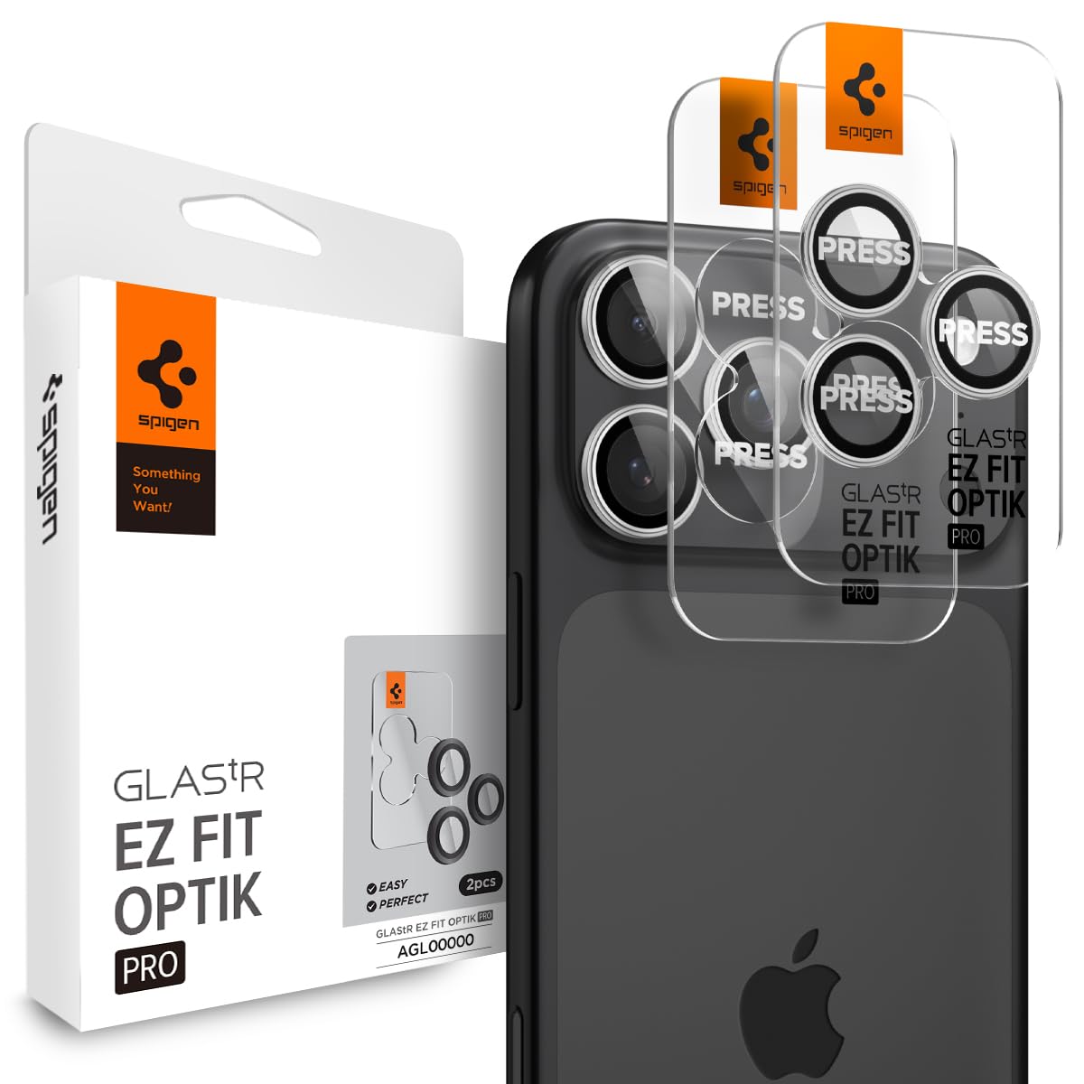 Spigen iPhone 17 Pro / 17 Pro Max 写真機保護すること写真フィルム iPhone 16 Pro / 16 Pro Max 相応う しろがね色色 9H硬度強化因子硝子 水晶体プロテクター ２枚入 AGL10124 Optik Pro Silver