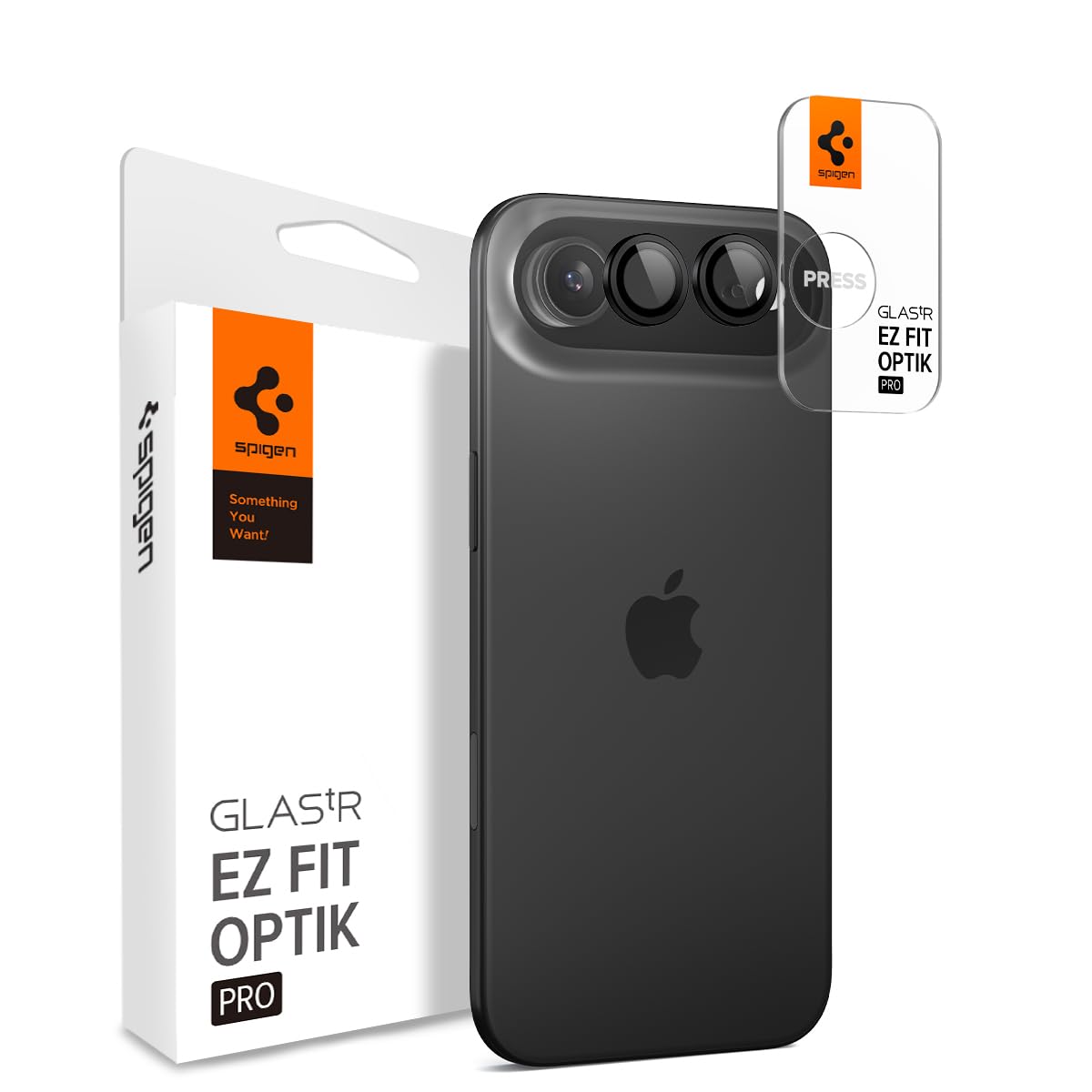 Spigen iPhone Air 写真機保護すること写真フィルム 9H硬度強化因子硝子 黒いこと 水晶体プロテクター ２枚入 AGL09863 Optik Pro Black