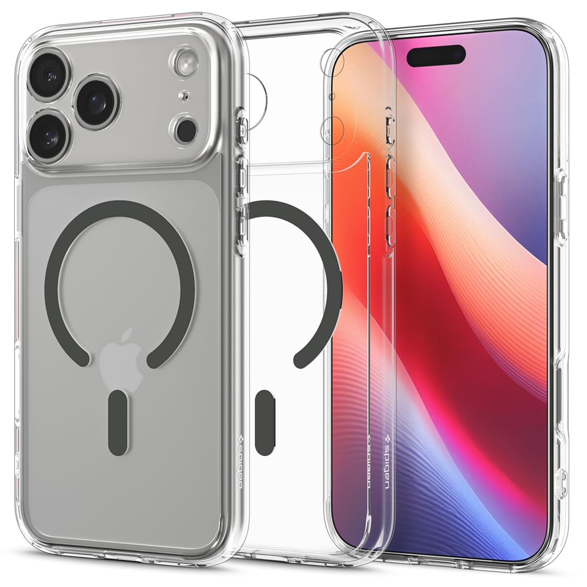 Spigen 【打ち立てる18年の科学技術力】 iPhone 17 Pro Max MagSafe相応う せつ然たる 澄み切った ストラップホール 米軍MIL標準尺度 ウルトラ・ハイブリッド・マグフィット (クリア・グラファイト) ACS10036
