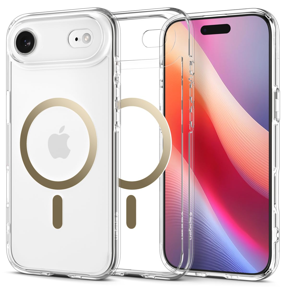 Spigen 【打ち立てる18年の科学技術力】iPhone Air MagSafe相応う せつ然たる 澄み切った ストラップホール 米軍MIL標準尺度 ウルトラ・ハイブリッド・マグフィット (せつ然たる・ゴールド) ACS10053