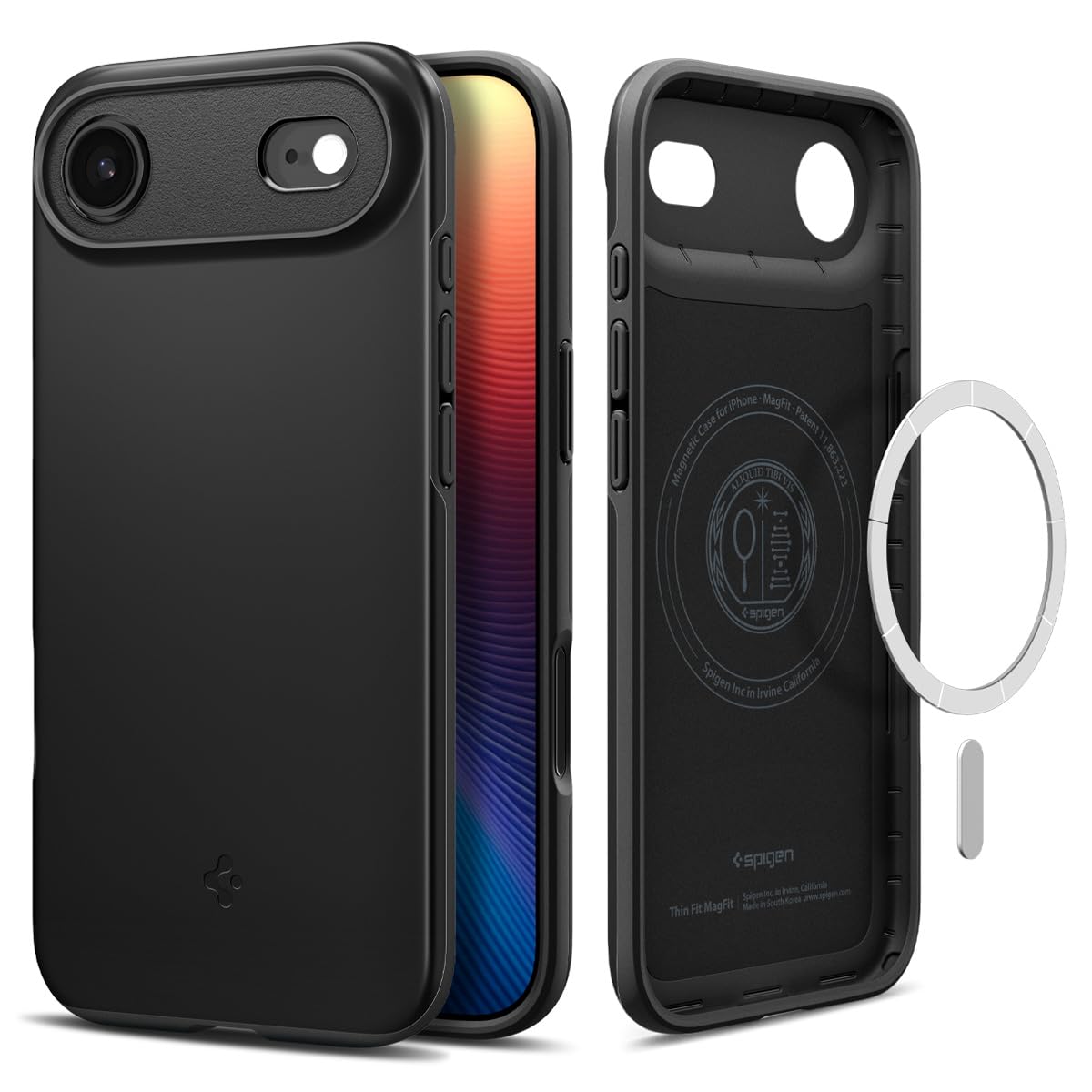 Spigen 【創業18年の技術力】iPhone Air MagSafe対応 マグネット搭載 米軍MIL規格 マット 薄型 シン・フィット・マグフィット (ブラック) ACS09916