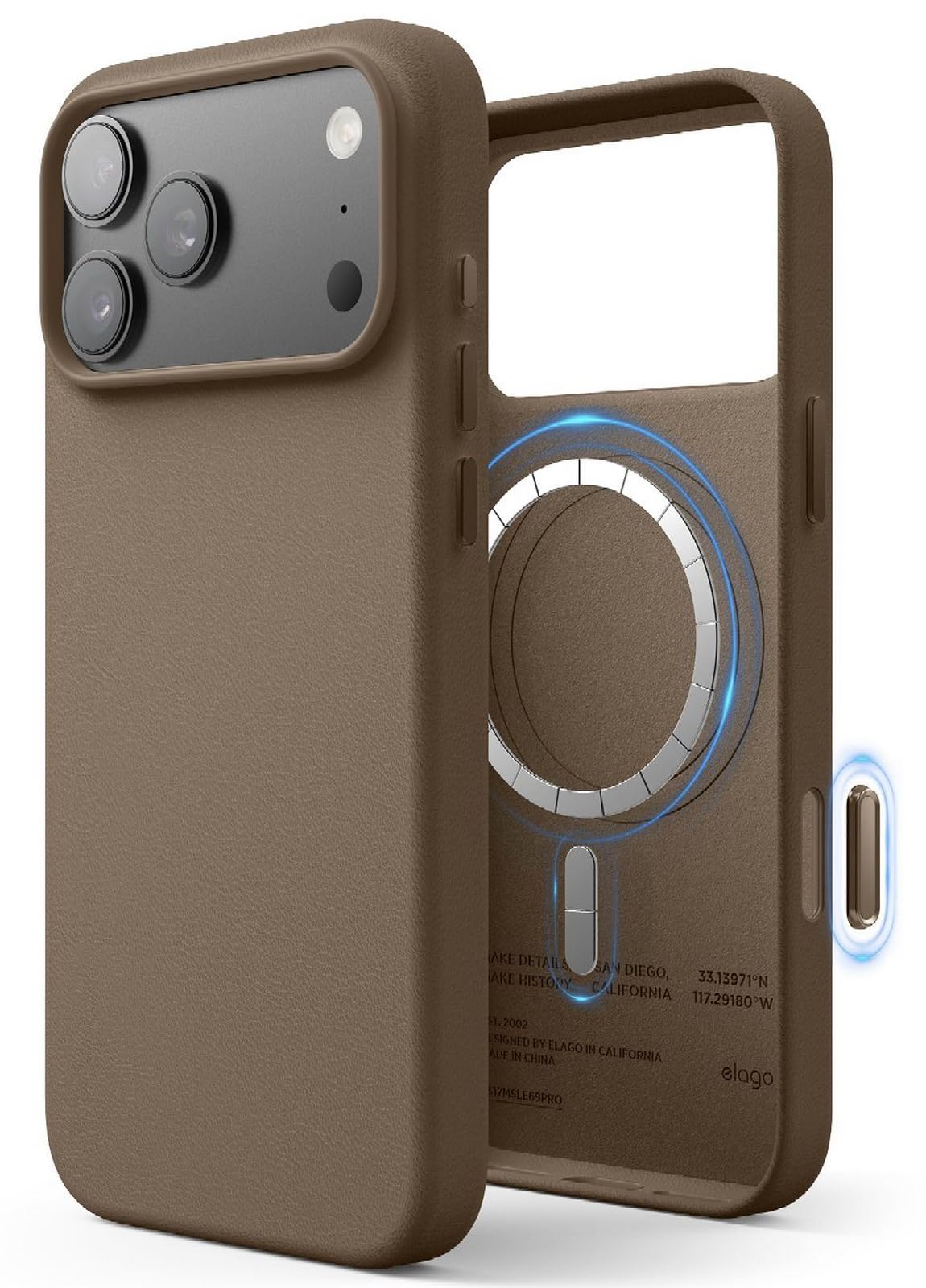 【elago】 iPhone 17 Pro Max 対応 ケース MagSafe 対応 合成 皮 革 耐衝撃 スマホケース マグセーフ 頑丈 スマホカバー [ iPhone17ProMax アイフォン 17ProMax 対応 ] MAGNETIC LEATHER CASE トープ