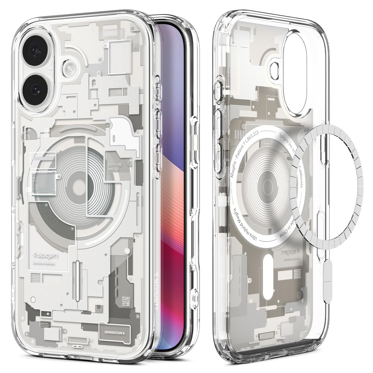 Spigen 【創業18年の技術力】iPhone 17 MagSafe対応 クリア ストラップホール 米軍MIL規格 ウルトラ・ハイブリッド・マグフィット (ゼロ・ワン・ナチュラル・チタニウム) ACS10088