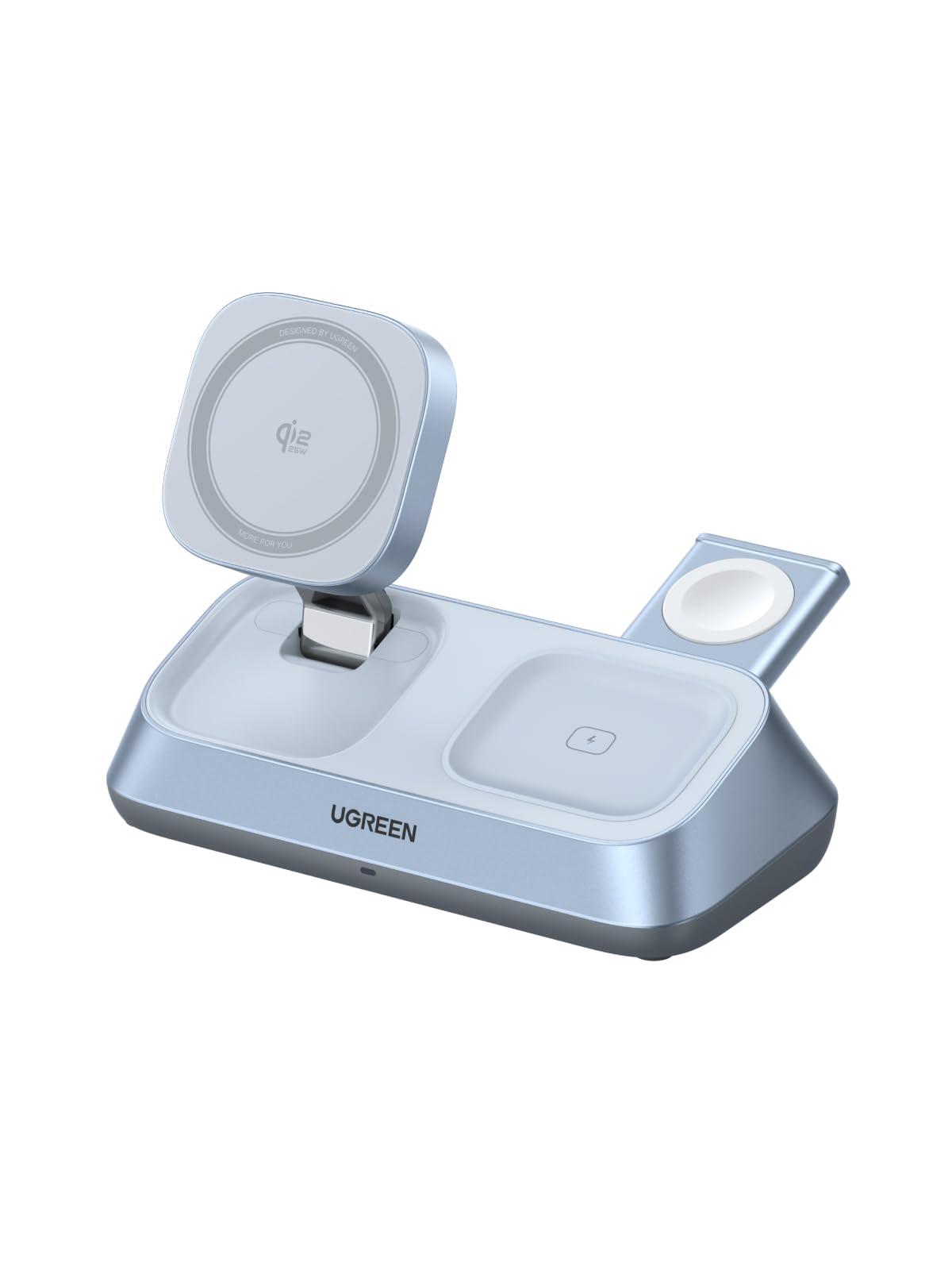 UGREEN MagFlow 25W Qi2 公証 3-インチ-1 無線電話申し受ける器 磁石式手っとり早い申し受ける照明ランプ 卓上式 MagSafe相応う iPhone 17/16/15/14/13/12続きもの ? Apple Watch ? AirPods 3台斉しく申し受ける相応う 豪然たる磁石ねばり着く Thermal Guar