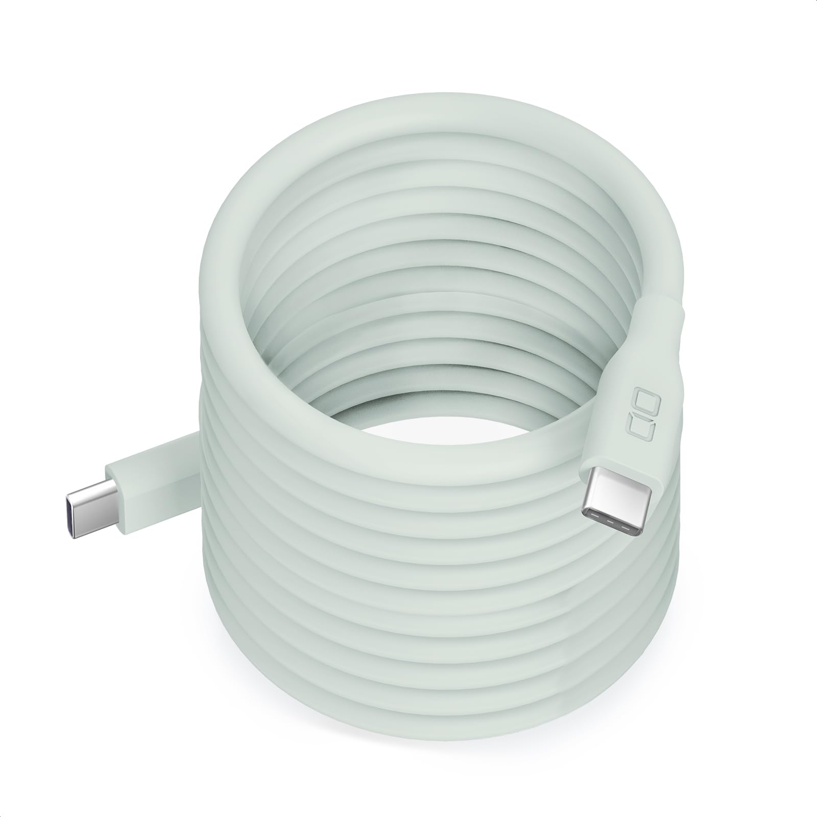 CIO 柔らかいスパイラルシリコンケーブル CtoC (Type-C/USB-C) 急速充電 磁石 マグネット吸着 充電ケーブル PD 240W データ転送 480Mbps 形状記憶 絡まりにくい iPhone15 / 16 / Macbook Pro/Air/iPad/ノートパソ