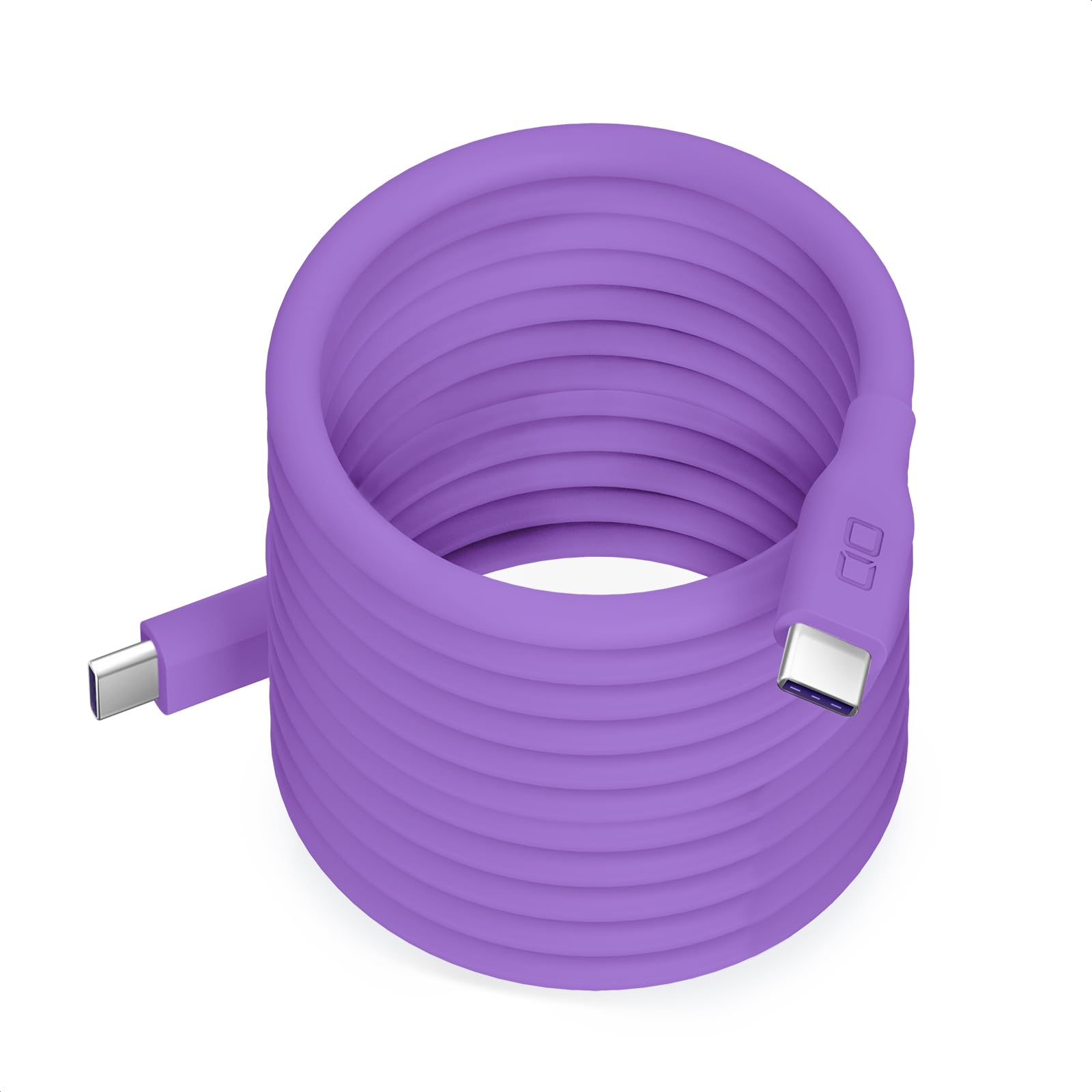 CIO 柔らかいスパイラルシリコンケーブル CtoC (Type-C/USB-C) 急速充電 磁石 マグネット吸着 充電ケーブル PD 240W データ転送 480Mbps 形状記憶 絡まりにくい iPhone15 / 16 / Macbook Pro/Air/iPad/ノートパソ