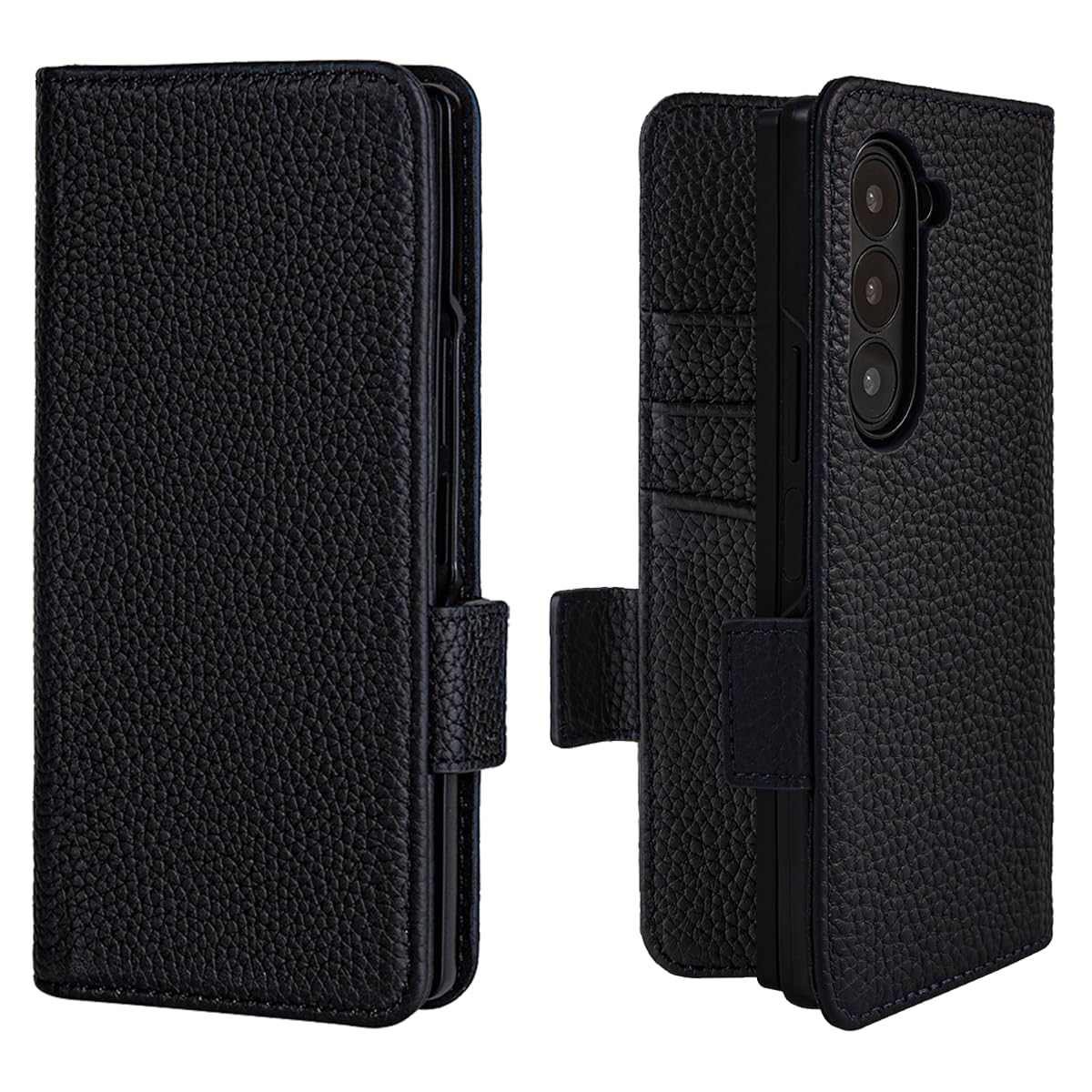 NanHou For Samsung Galaxy Z Fold7 ケース 本革 手帳型 カバー 耐衝撃 保護 カバー 本革 内蔵マグネッ RFIDト 財布型 Fold 7 5G 携帯カバー カードポケット スタンド機能 - ブラック|WES STORE