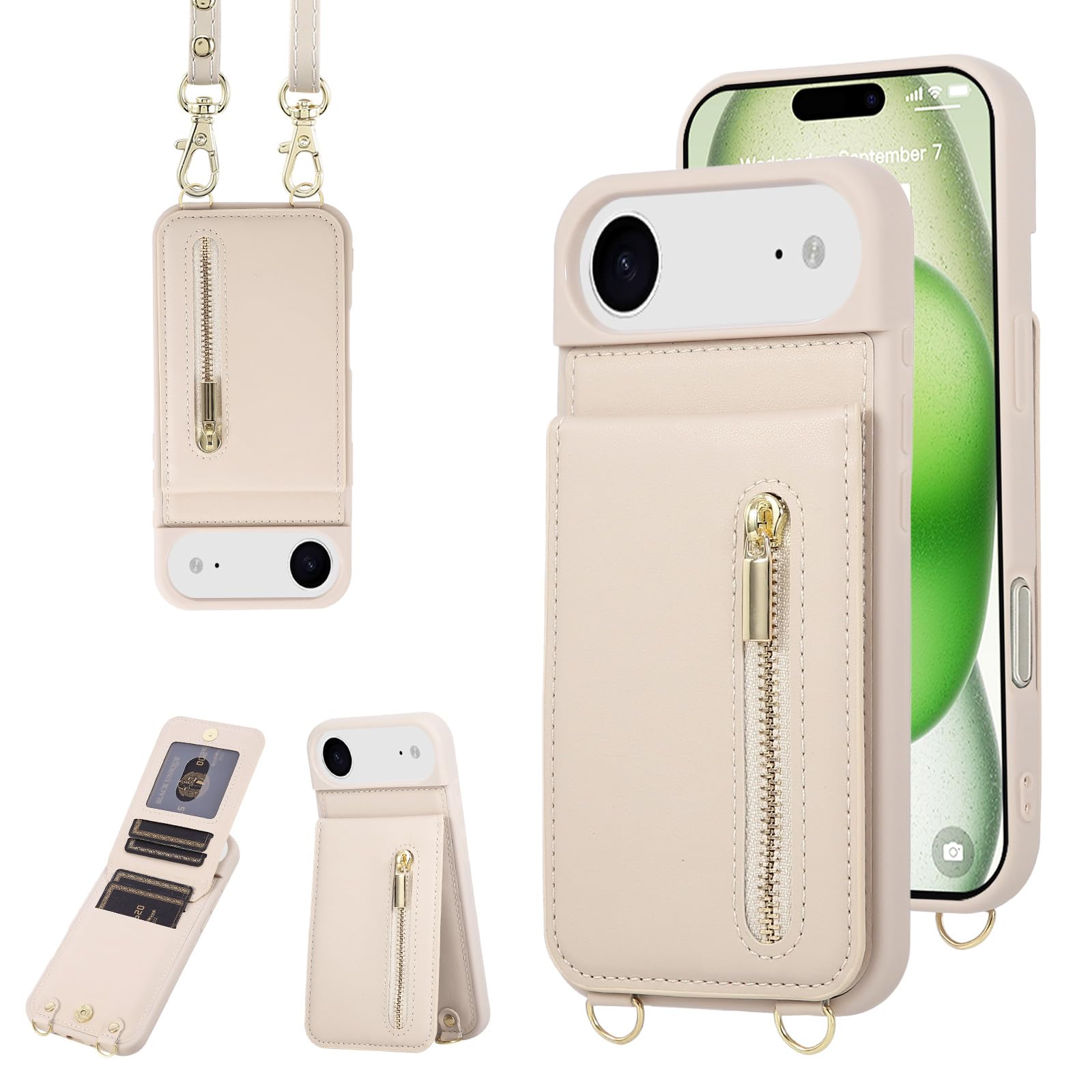 Jcxtrombulous対応 iPhone 17 Air ケース 背面カード マグネットICカード収納 調節可能なストラップ付き 耐衝撃な 携帯ケース アイホン17 Air スマホ PUレザー スタンド RFIDブロッキング技術ケース 6.9i