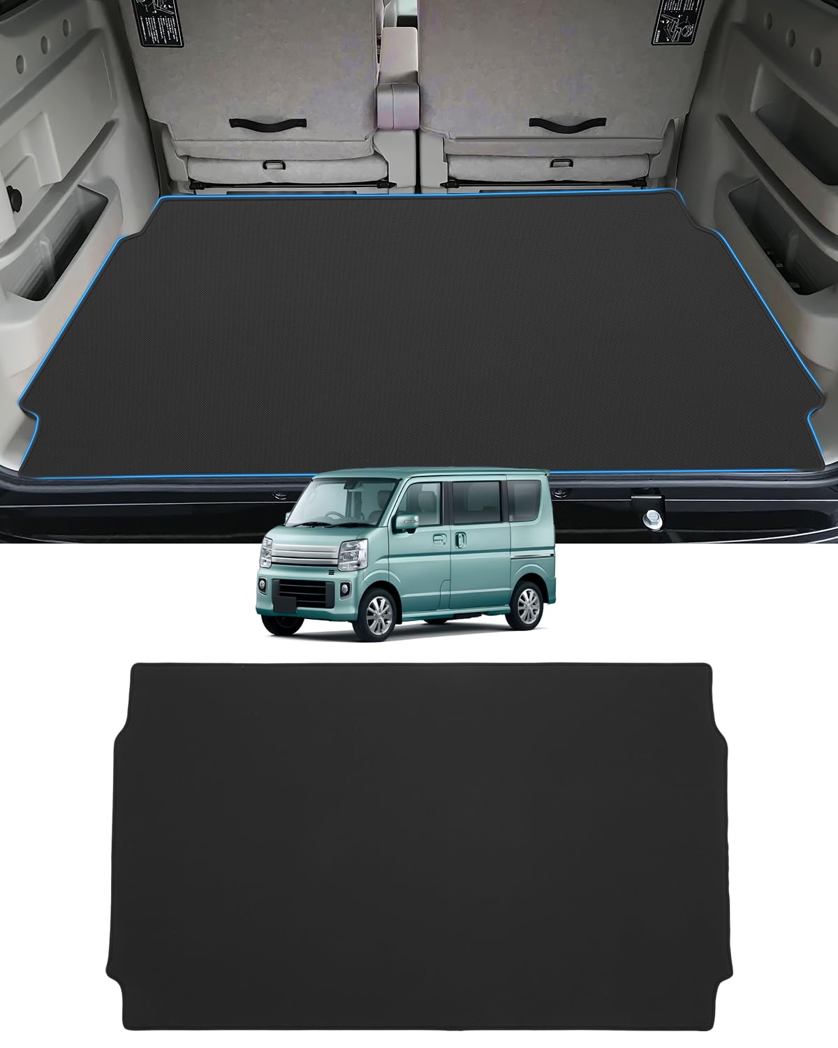 Mixsuper スズキ エブリイワゴン da17w ラゲッジマット 2D トランクマット every wagonに適用 ラゲッジトレイ 荷室マット 防水 2015年2月-現行 エブリイ パーツ PVC滑り止め素材 巻け収納 耐摩擦 耐汚|WES STORE