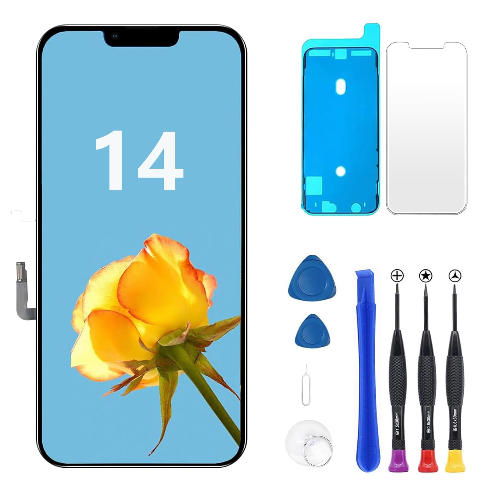 for iPhone 14 液晶パネル LCD 画面交換 [jasfiuay] iPhone 4 黒 6.1\