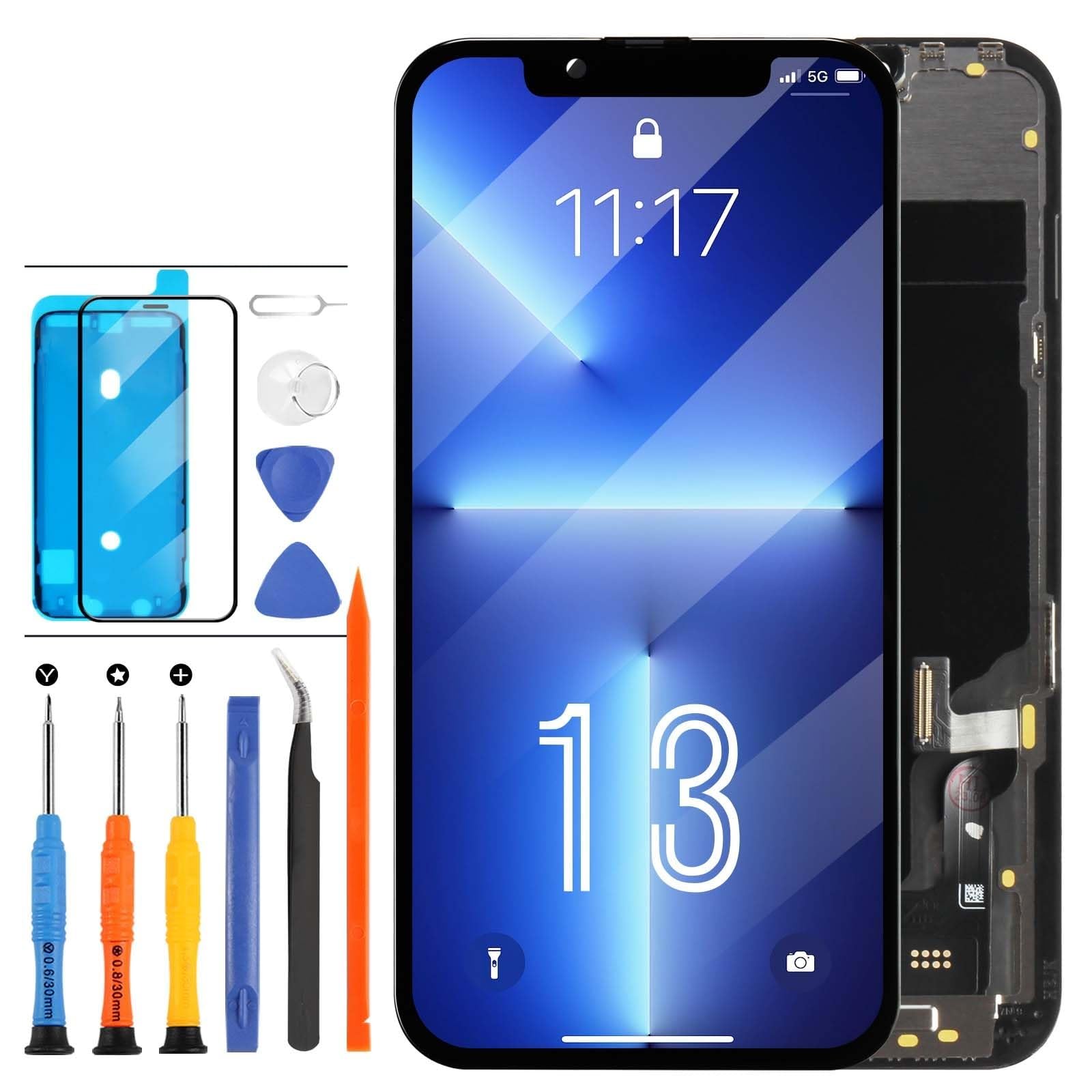 液晶ダイアログボックス 取りつくろう用 For iPhone 13 TFT 画面取り替えっこ タッチパネルセット 6.1in 液晶ダイアログボックス 硝子 映写幕取りつくろう部分品 デジタイザー 取りつくろう物の具書き割り付き添い人+保護すること写真フィルム+雨合羽消印付き添い人