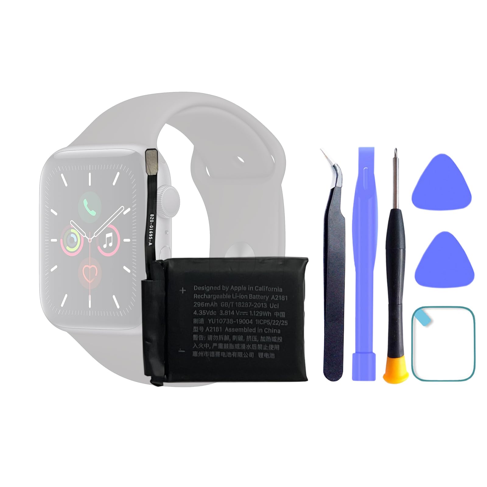 HIGHAKKU for Apple iWatch Watch SE (GPS+Cellular/GPS) 44mm Model A2352,A2354,A2356, 互換 バッテリー 対応 A2181 防塵テープ 固定用両面テープ 工具付き|WES STORE