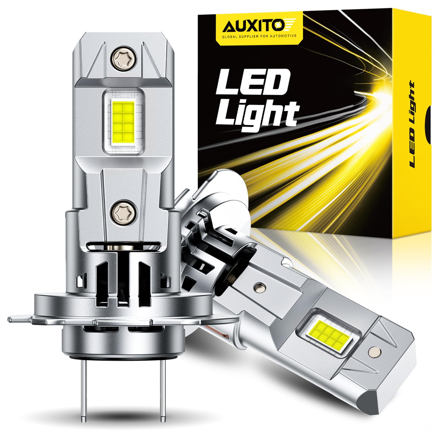 AUXITO H7 led ヘッドライト 6500k ホワイト 爆光 車検対応 h7 led 16個高輝度3570 LED チップを搭載 6倍の明るさアップ キャンセラー内蔵 高速回転冷却ファン付き h7 バルブ 無極性 アダプター不要 取|WES STORE