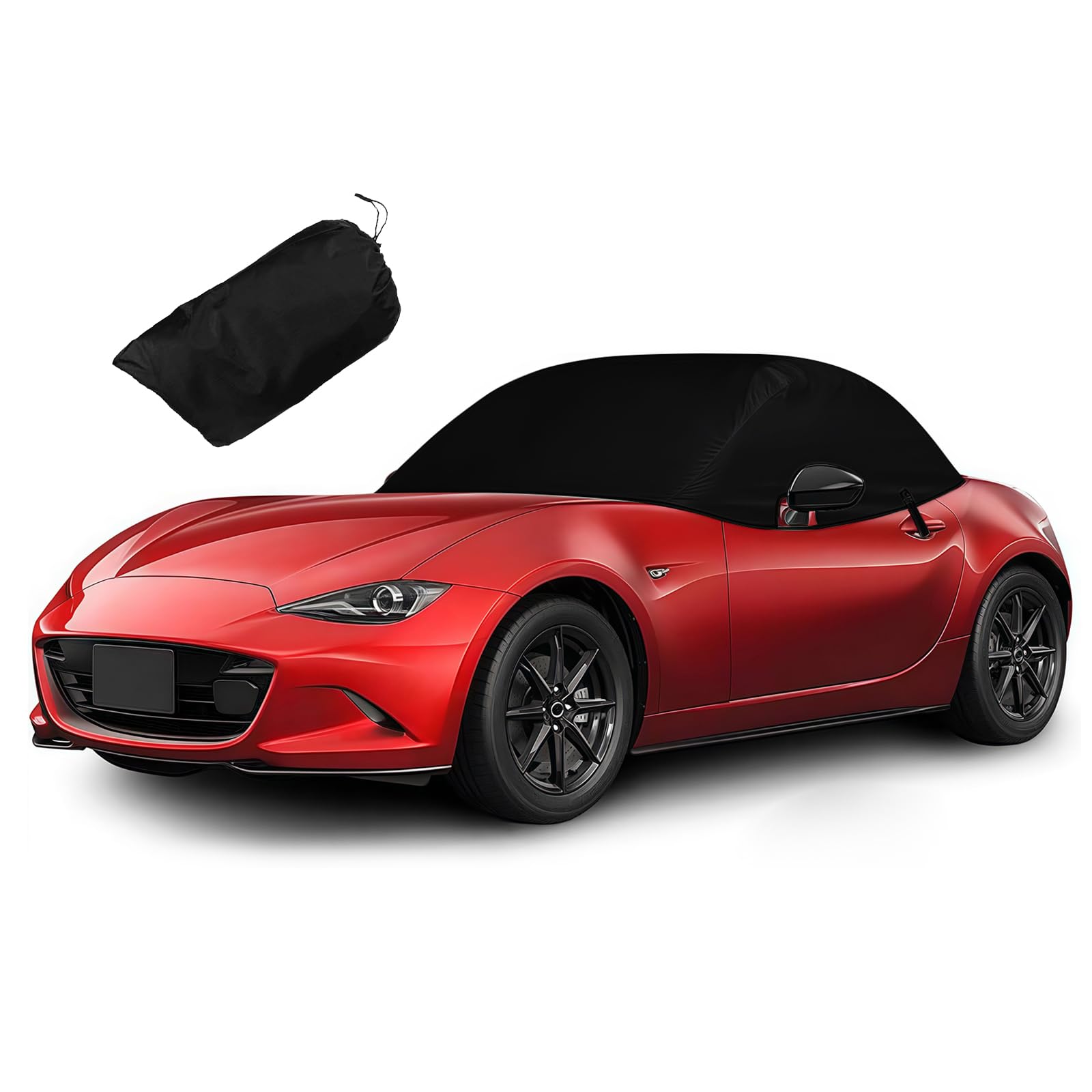 車カバー マツダ ロードスター ND5RC 2015～2024 ハーフボディカバー 防水・防塵・UVカット 420D高密度オックスフォード生地 収納バッグ付属 防風ロープ設計 防雪・耐熱 車体保護/ガレージ&アウ