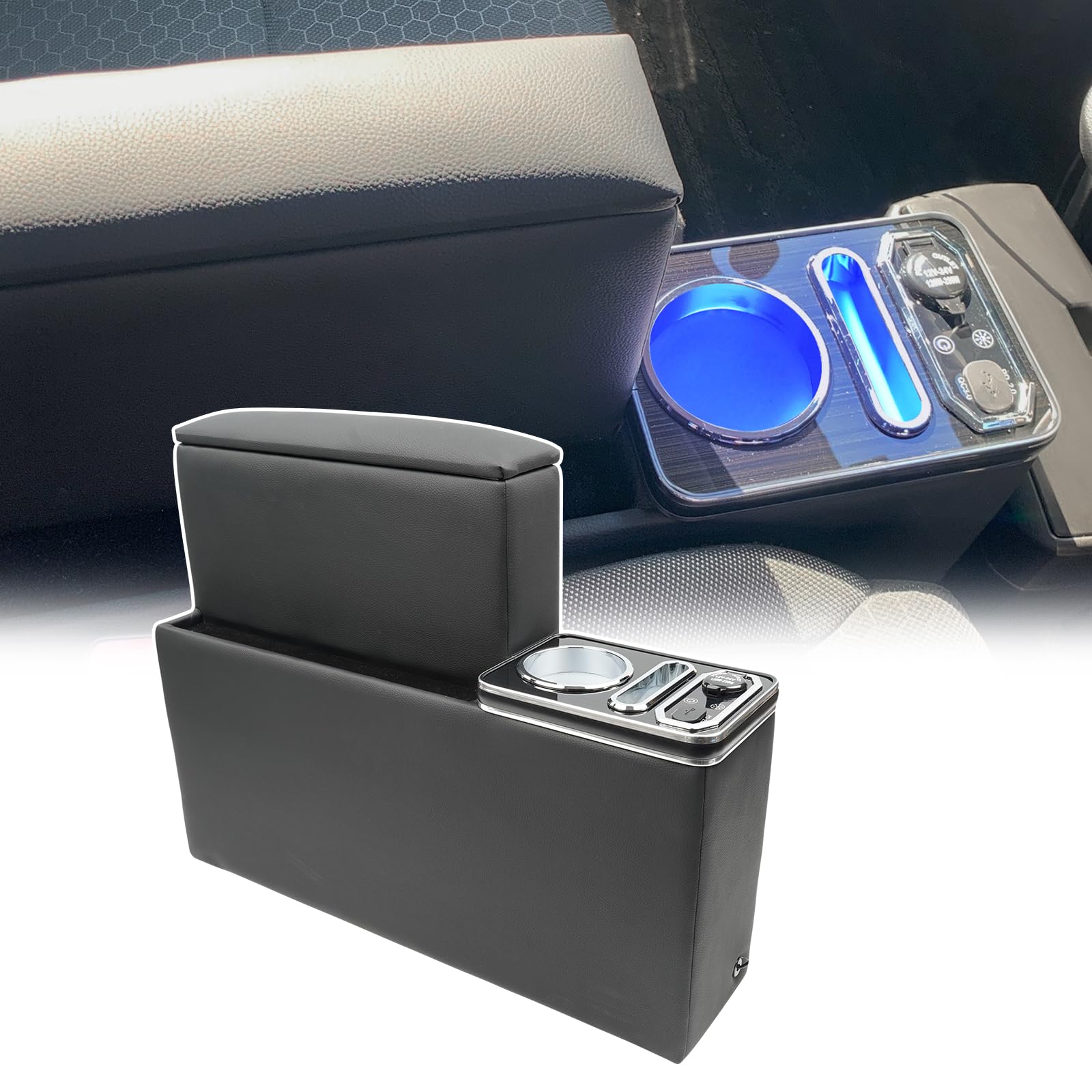 コンソールボックス スズキ クロスビー MN71S専用 アームレスト付き センター収納 三層仕切り 車内収納ボックス Type-C＆USB充電 7色LEDライト PUレザー＆アクリル 肘置き カーアクセサリー 簡単｜WES STORE