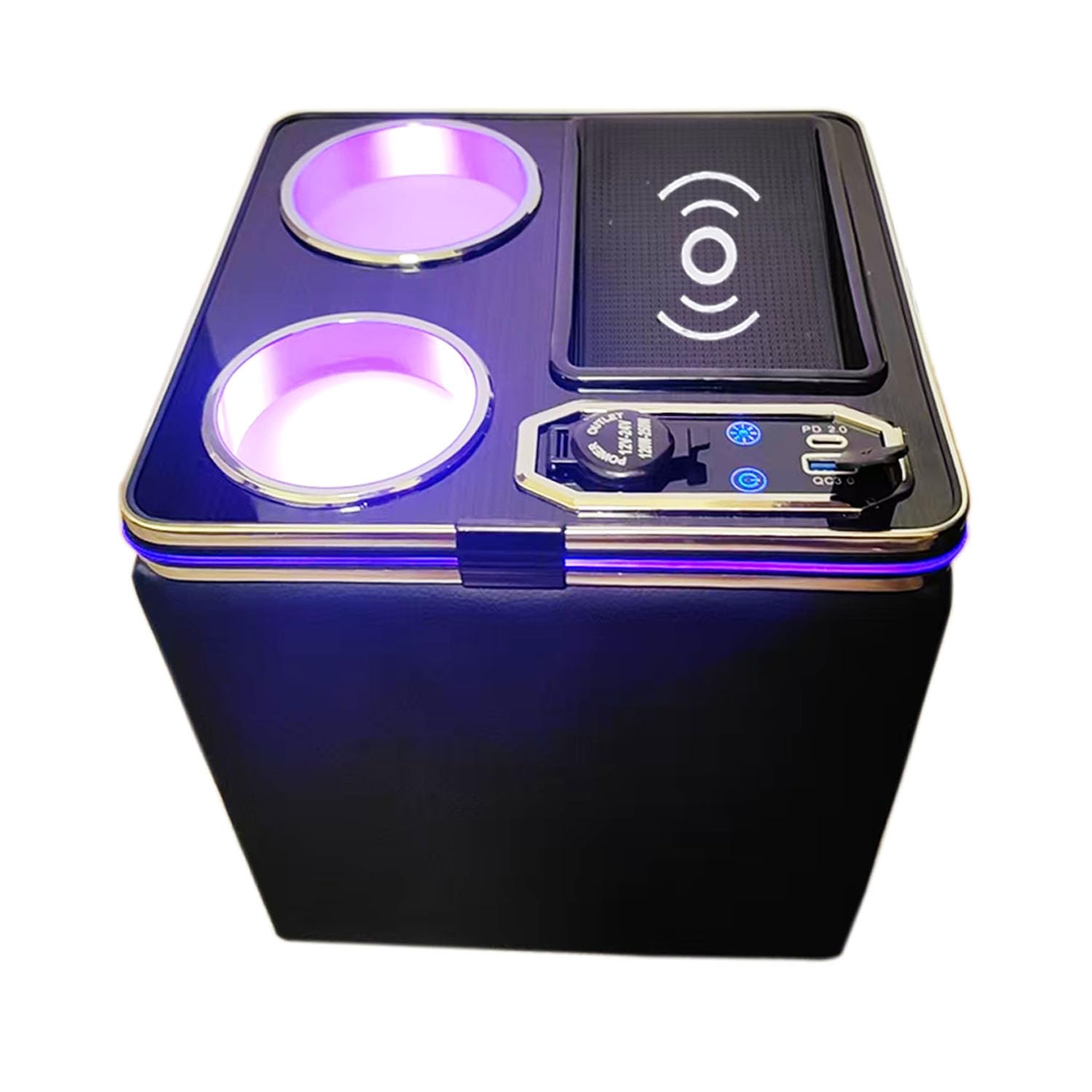 Yotetat N-BOX JF5/JF6用 コンソールボックス 【ワイヤレス充電】 ドリンクホルダー N-BOXカスタム JF5/JF6 センターコンソール 呼吸ランプ7色変換 明るさ調整 Type-C QC3.0 USBポート付き エヌボックス ｜WES STORE