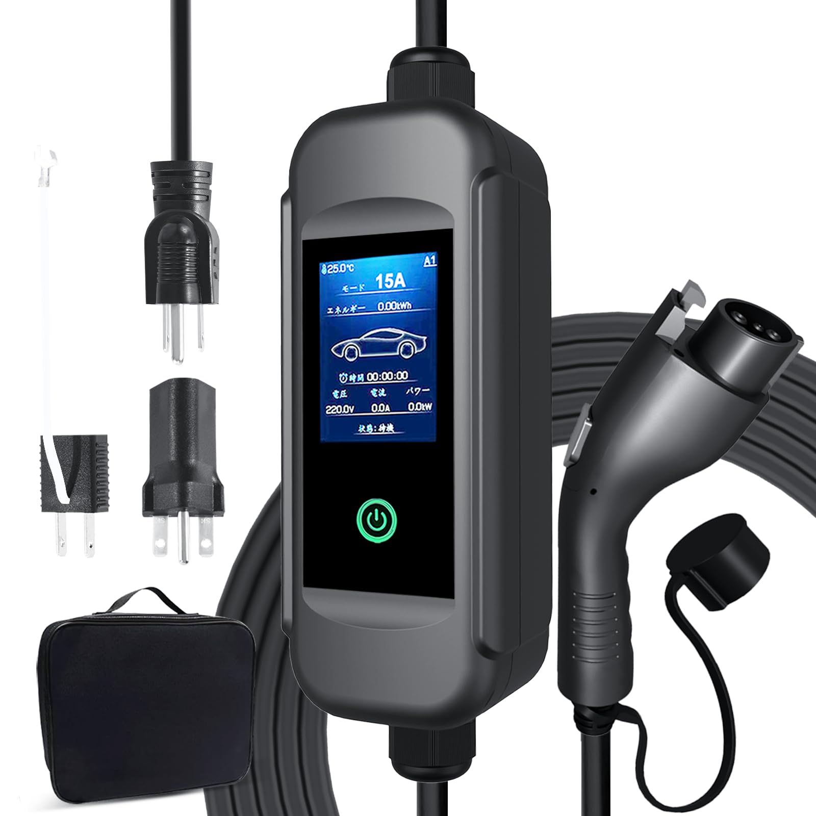 Qkcabo 100V電気自動車充電ケーブルSAE J1772とテスラアダプタ Qkcabo