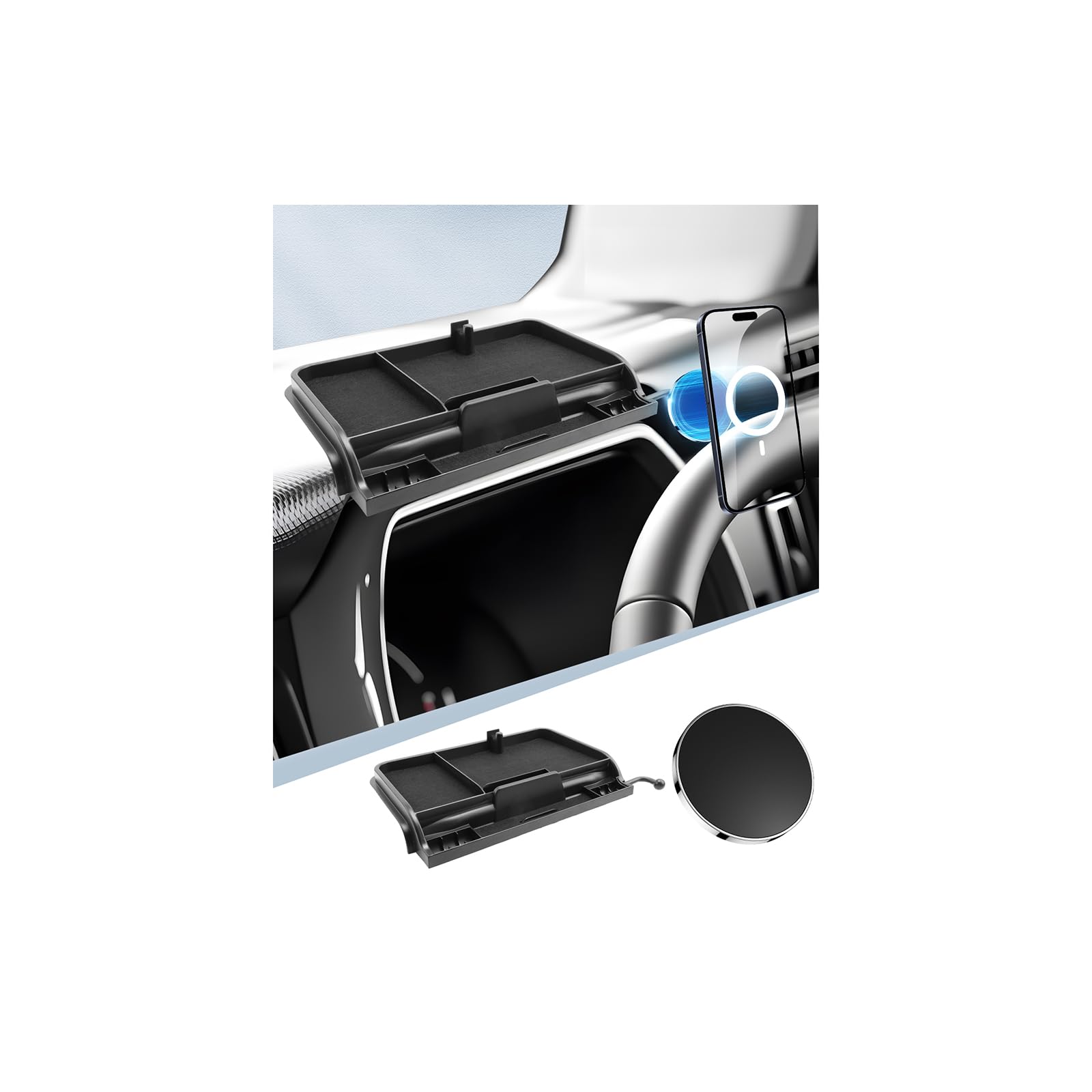 BIBIBO スズキ ハスラー MR52S MR92S型 専用 スマホホルダー マグネット式 ダッシュボードトレイ ハスラー トレイ 携帯ホルダー スマホスタンド 360度回転 超強磁力 安定 片手操作 ワンタッチ 電|WES STORE