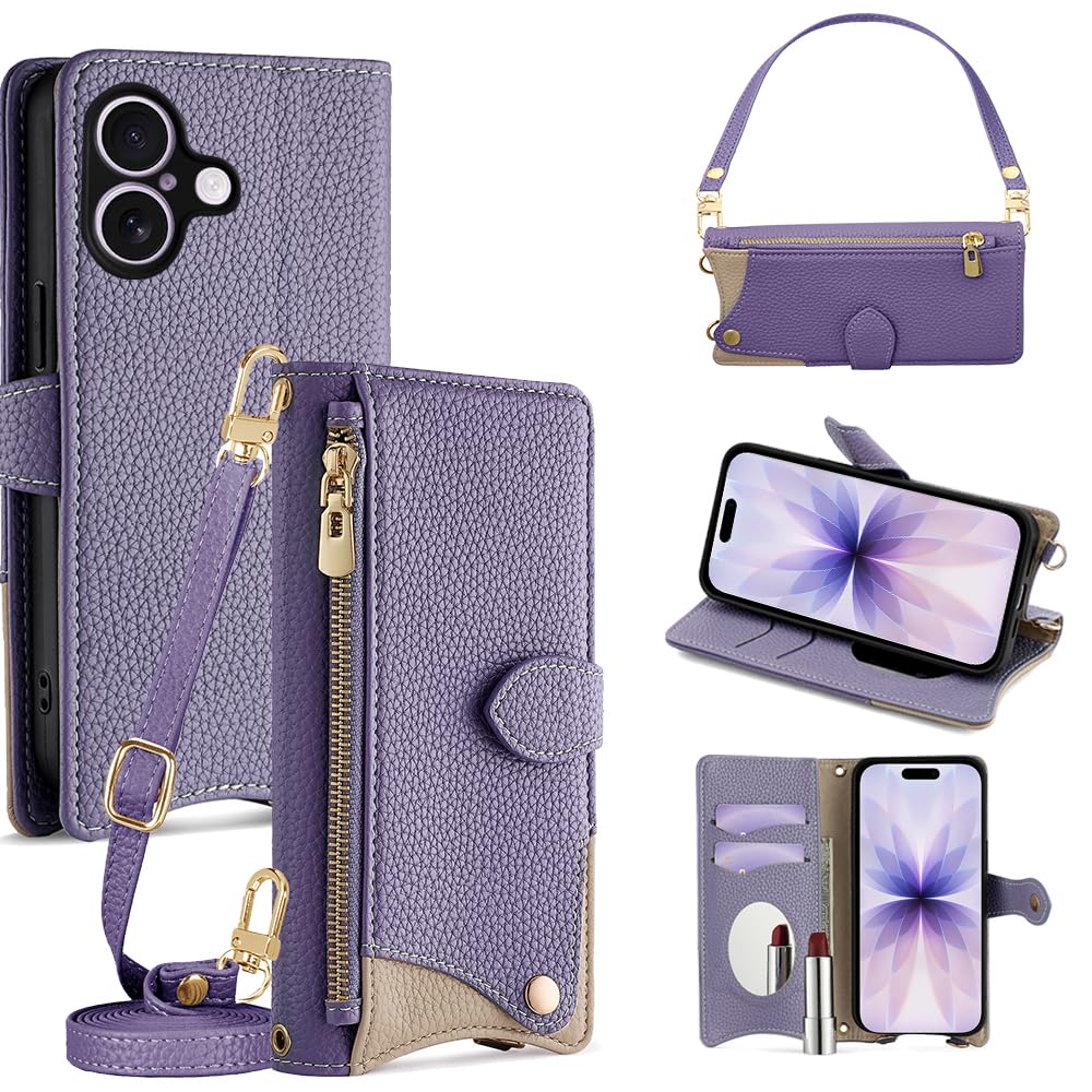 Cacheluna 手帳型 ケース 革 レザー for iPhone 17 ショルダー スマホケース スマートフォンケース 対応 アイフォン