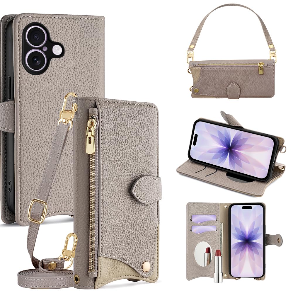 Cacheluna 手帳型 ケース 革 レザー for iPhone 17 ショルダー スマホケース スマートフォンケース 対応 アイフォン