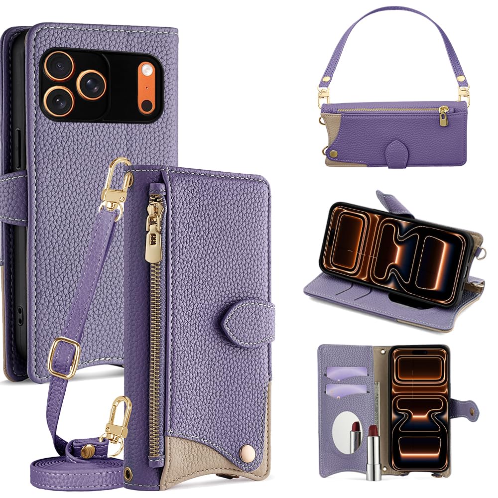 Cacheluna 手帳型 ケース 革 レザー for iPhone 17Pro Max ショルダー スマホケース スマートフォンケース 対応 アイフォン