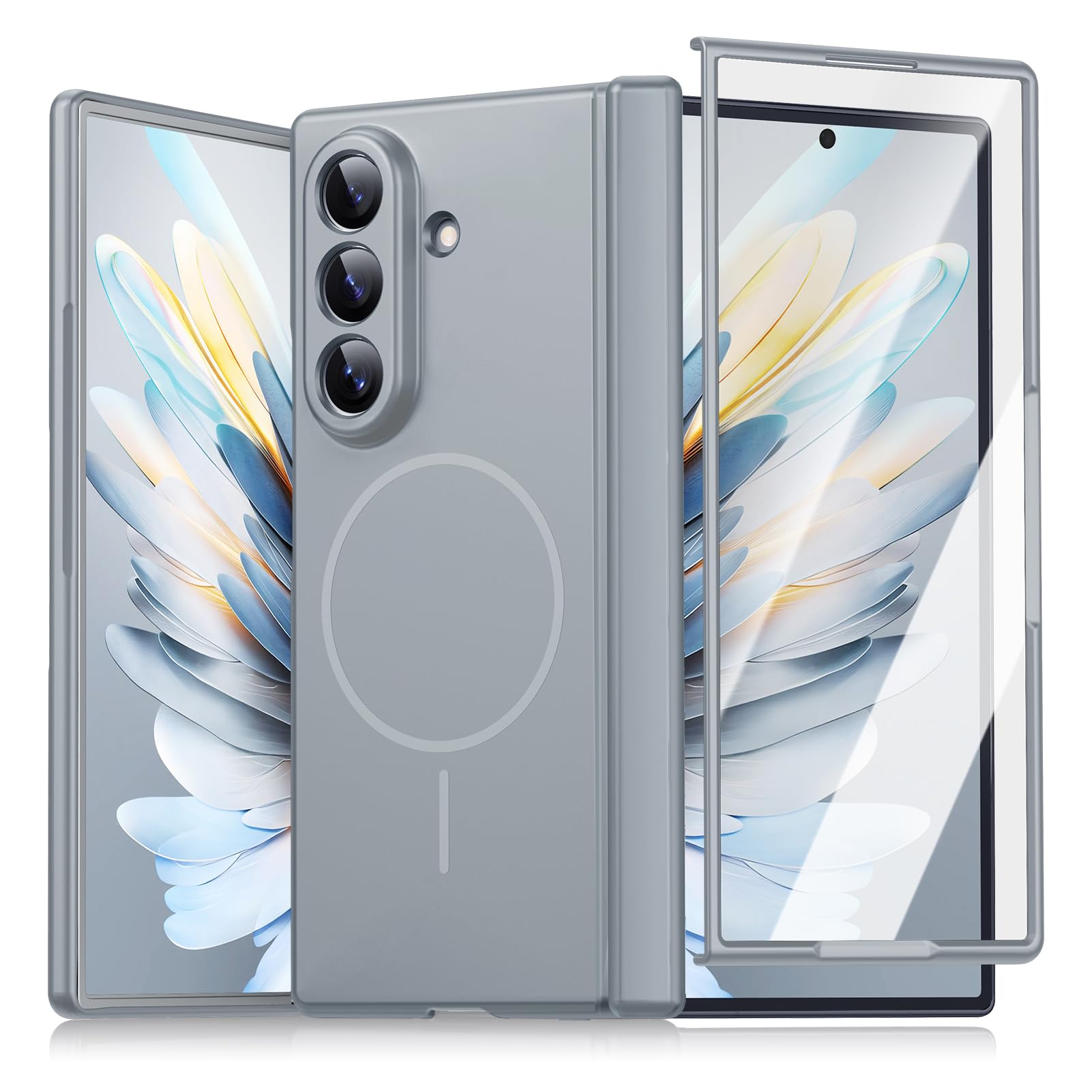 PETORA Galaxy Z Fold7 用 ケース MagSafe対応 ヒンジ保護 ガラスフィルム付き 米軍MIL規格 耐衝撃 レンズ保護 指紋防止 滑り止め マグネット搭載 マグセーフワイヤレス充電対応 携帯カバー ギャラク