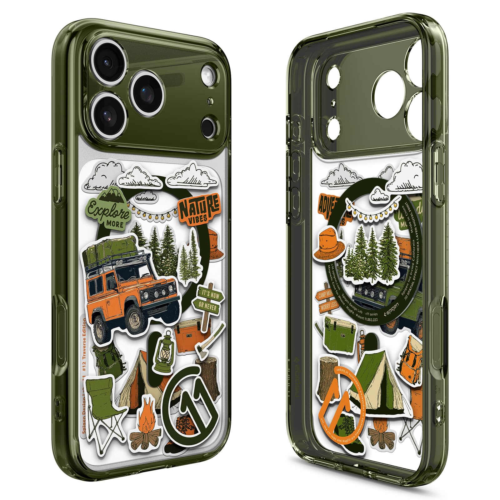 Spigen 【c11 続きもの Traverse ～版】 iPhone 17 Pro 容れもの MagSafe相応う 立体的刷り上げる ストラップホール 米軍MIL標準尺度 ウルトラ・ハイブリッド・マグフィット (c11 横木) ACS10818