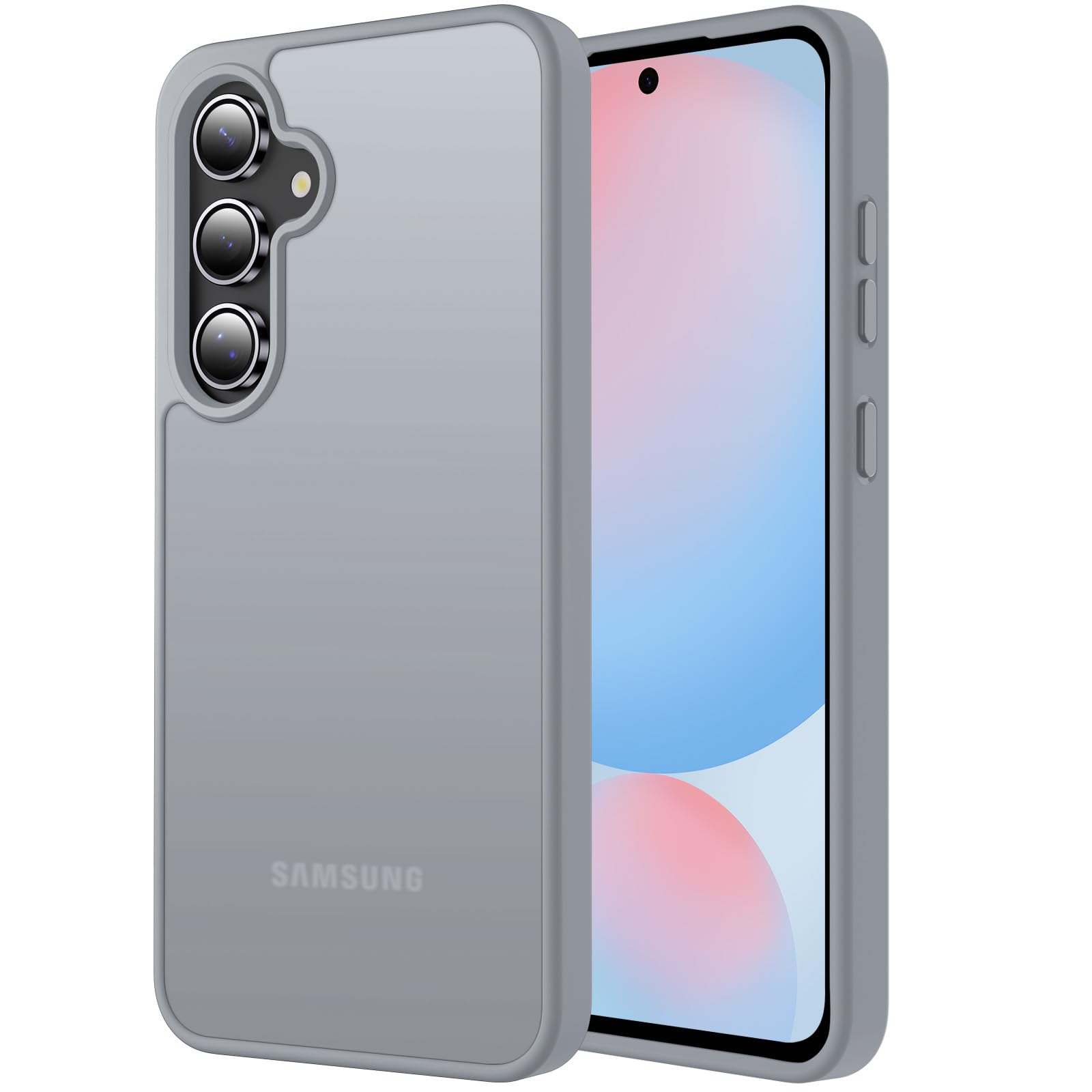 Aunote Galaxy S24 Fe ケース マット半透明 米軍MIL規格 耐衝撃 耐久性 ワイヤレス充電 黄ばみなし 指紋防止 軽量 スマホケース Galaxys24fe ケース カバー グレー