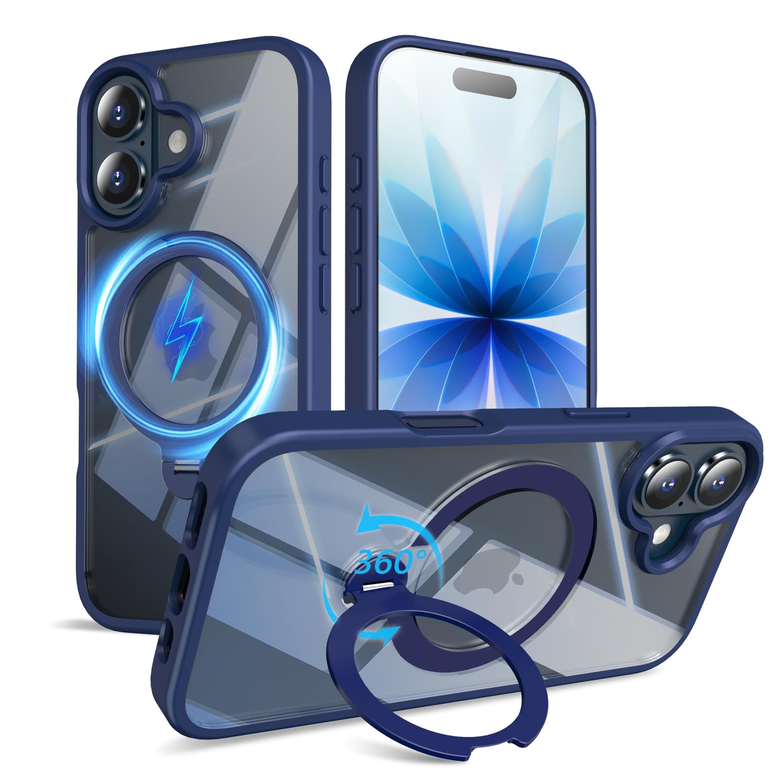 KWATUNG iphone 17 用 入れもの MagSafe相応う 多役立つこと 定点360度回転させる 照明ランプ付き添い人 輪っか付き添い人 無線電話申し受ける いphone17用 入れもの magsafe 縦横両相応う あいふおん17用 押しかぶせる 磁石積み上げる 耐衝撃 スマホケ