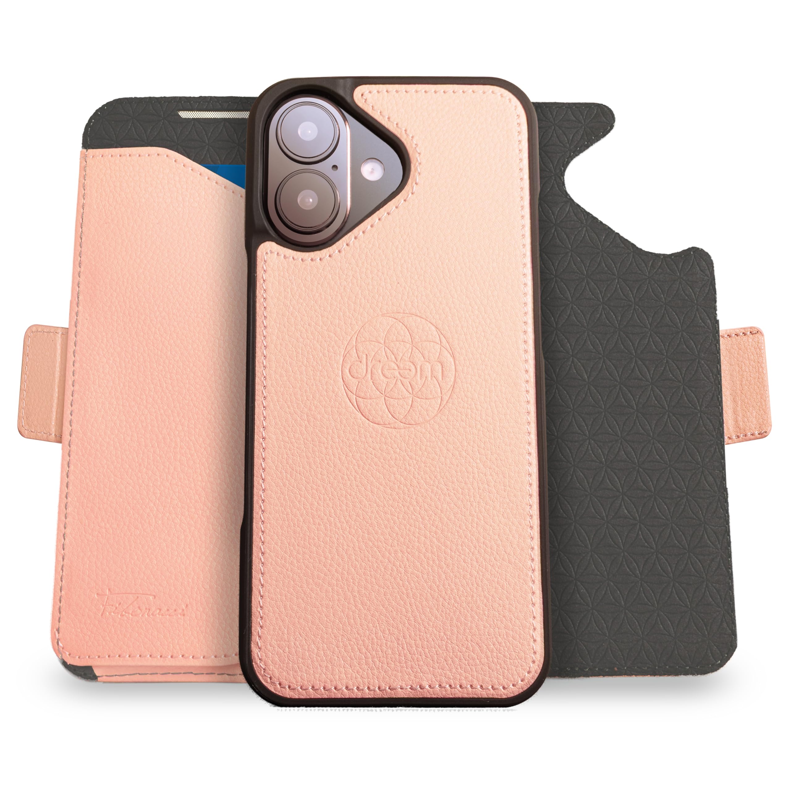 Dreem iphone 17 ケースウォレット、革命的なスマートフォンスタンド、ヴィーガンレザー、MagSafe相応う相応う、磁石着脱式フリップ取りまかなう、RFID防御すること歌留多保持者、差し上げ物ボックス席入り口・入口
