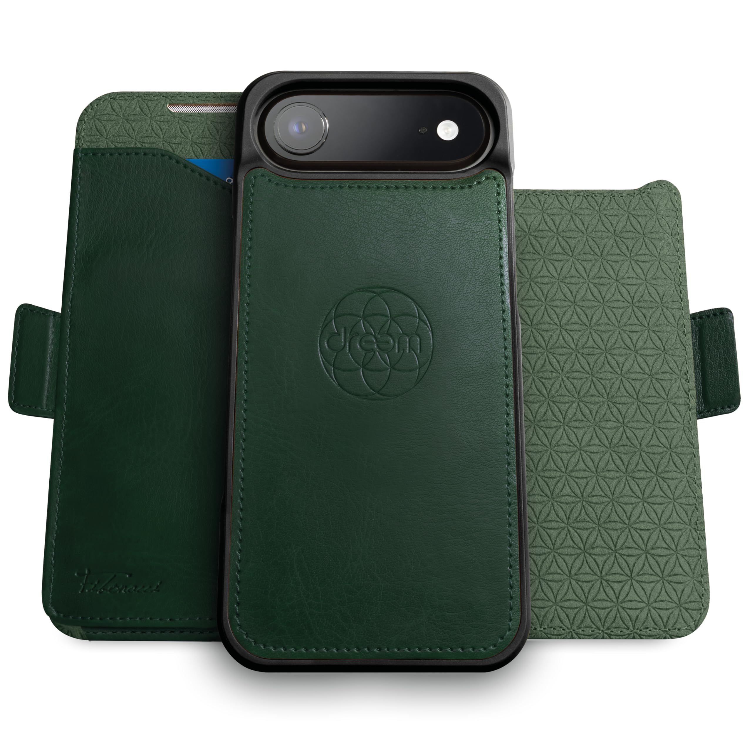 Dreem iphone air ケースウォレット、革命的なスマートフォンスタンド、ヴィーガンレザー、MagSafe填まる相応う、磁石着脱式フリップ押しかぶせる、RFID保護すること歌留多保持者、差し上げ物ボックス席入
