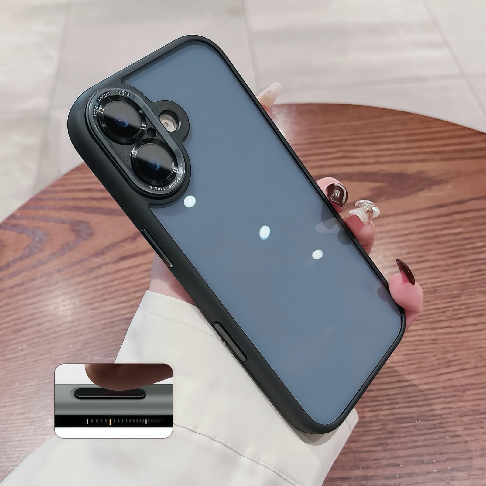 iyite iPhone 17 ケース、一体型カメラレンズ保護機能付き、 [ミルグレード耐衝撃防御] 透明バックプレーン保護ケース、iPhone 17 用、ブラック