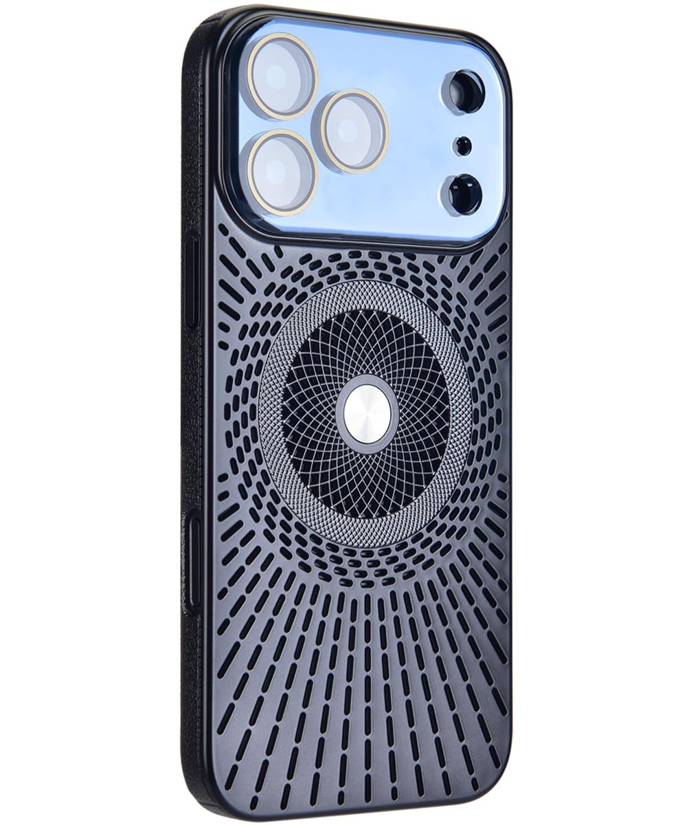 YUZOR iPhone Air 用 ケース 冷却放熱 スマホケース 薄型軽量 レンズを完全に覆う一体型設計 Magsafe対応 アイフォン 17 Air ケース 6.5インチ (iPhone17Air 黒) LXW-17Air-hei