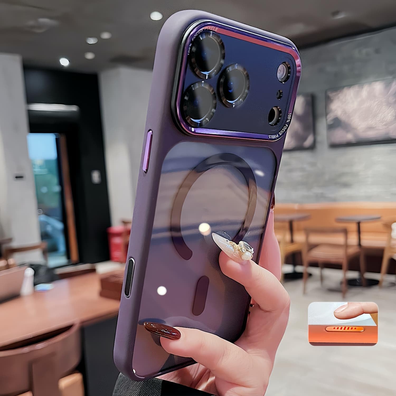 Tecxin iPhone 17 Pro 対応 磁気互換ケース、アップグレード版 [カメラ保護] [MagSafe 対応] [透明マット仕上げ] 耐衝撃保護ケース 6.3インチ - ディープパープル
