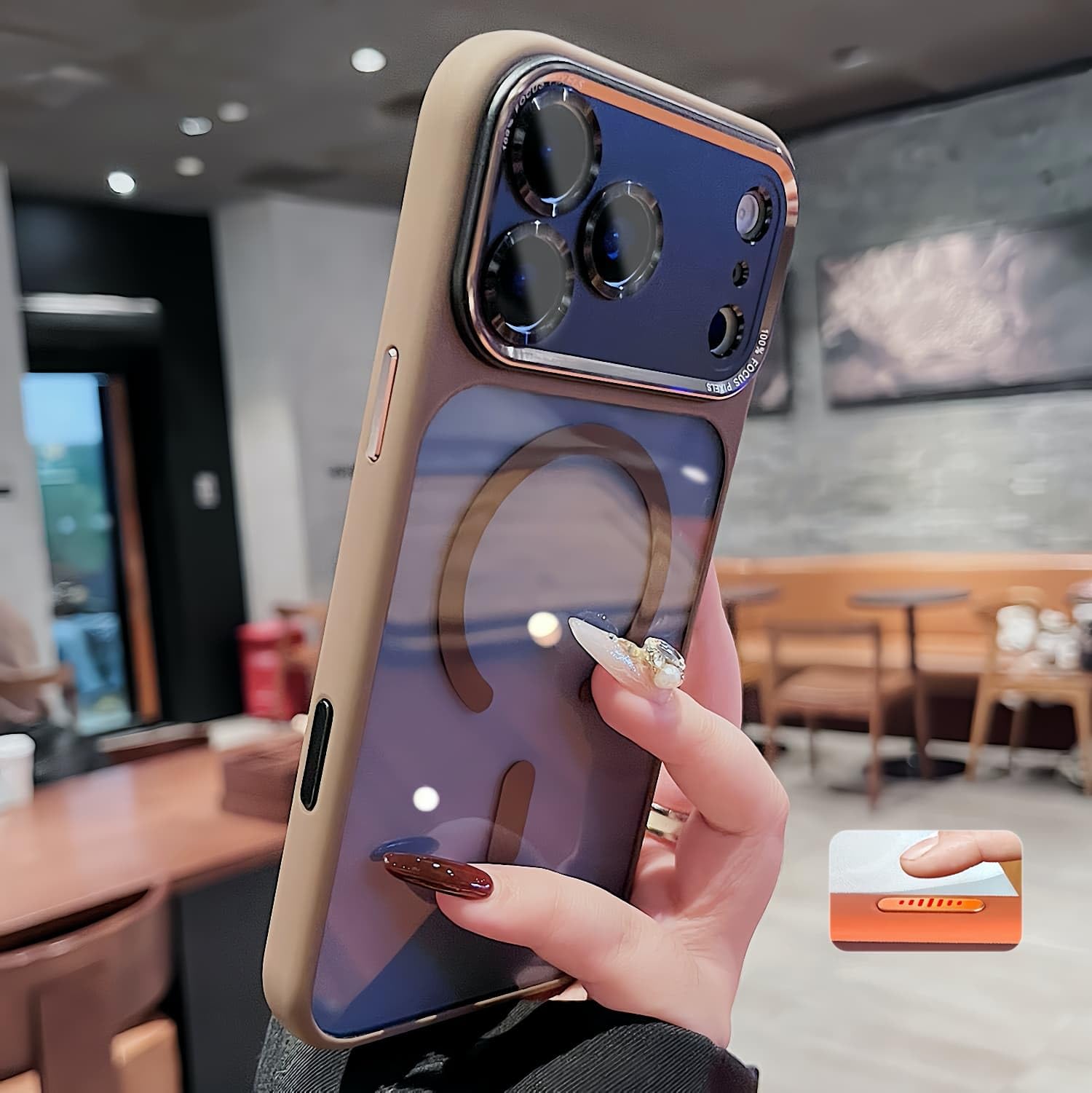 Tecxin iPhone 17 Pro Max 対応 磁気互換ケース、アップグレード版 [カメラ保護] [MagSafe 対応] [透明マット仕上げ] 耐衝撃保護ケース 6.9インチ - ダークブラウン