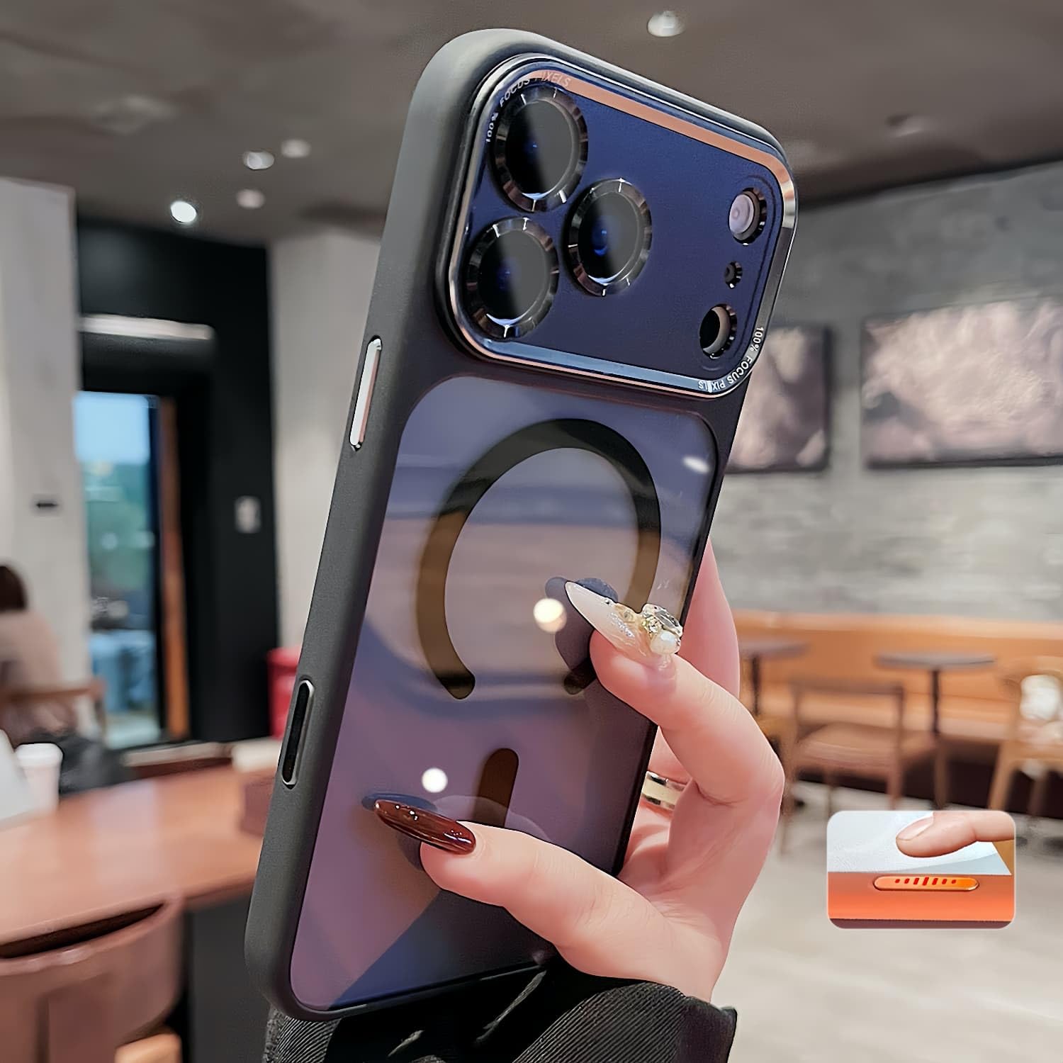 Tecxin iPhone 17 Pro 対応 磁気互換ケース、アップグレード版 [カメラ保護] [MagSafe 対応] [透明マット仕上げ] 耐衝撃保護ケース 6.3インチ - ブラック 7,970円