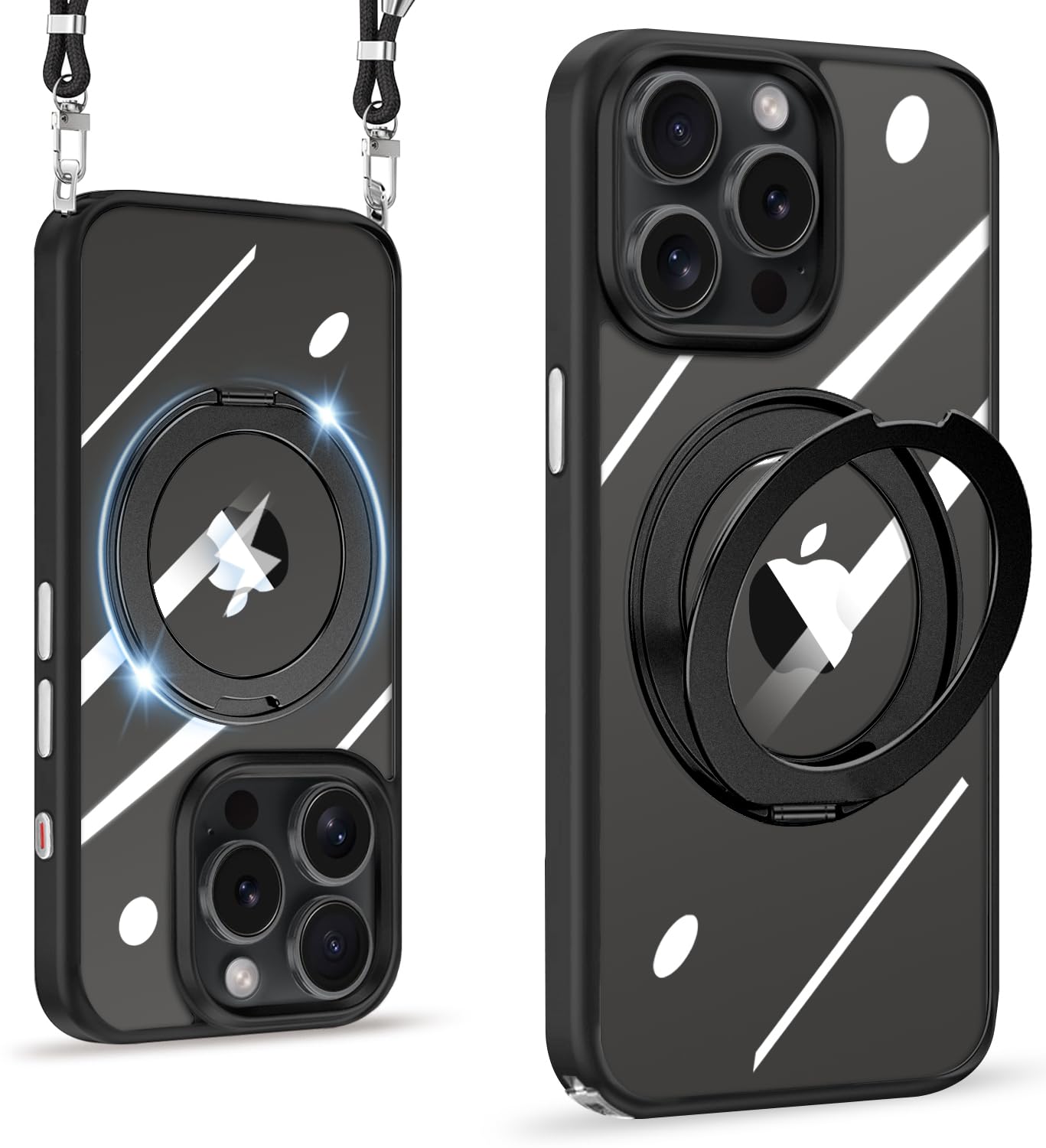 NISIILNG For iPhone 14 Pro ケース クリア ショルダー MagSafe対応 リング 360°回転スタンド ワイヤレス充電対応 いphone14pro カバー 耐衝撃 透明 黄ばみなし アイフォン 14Pro スマホケース 首掛け 肩掛