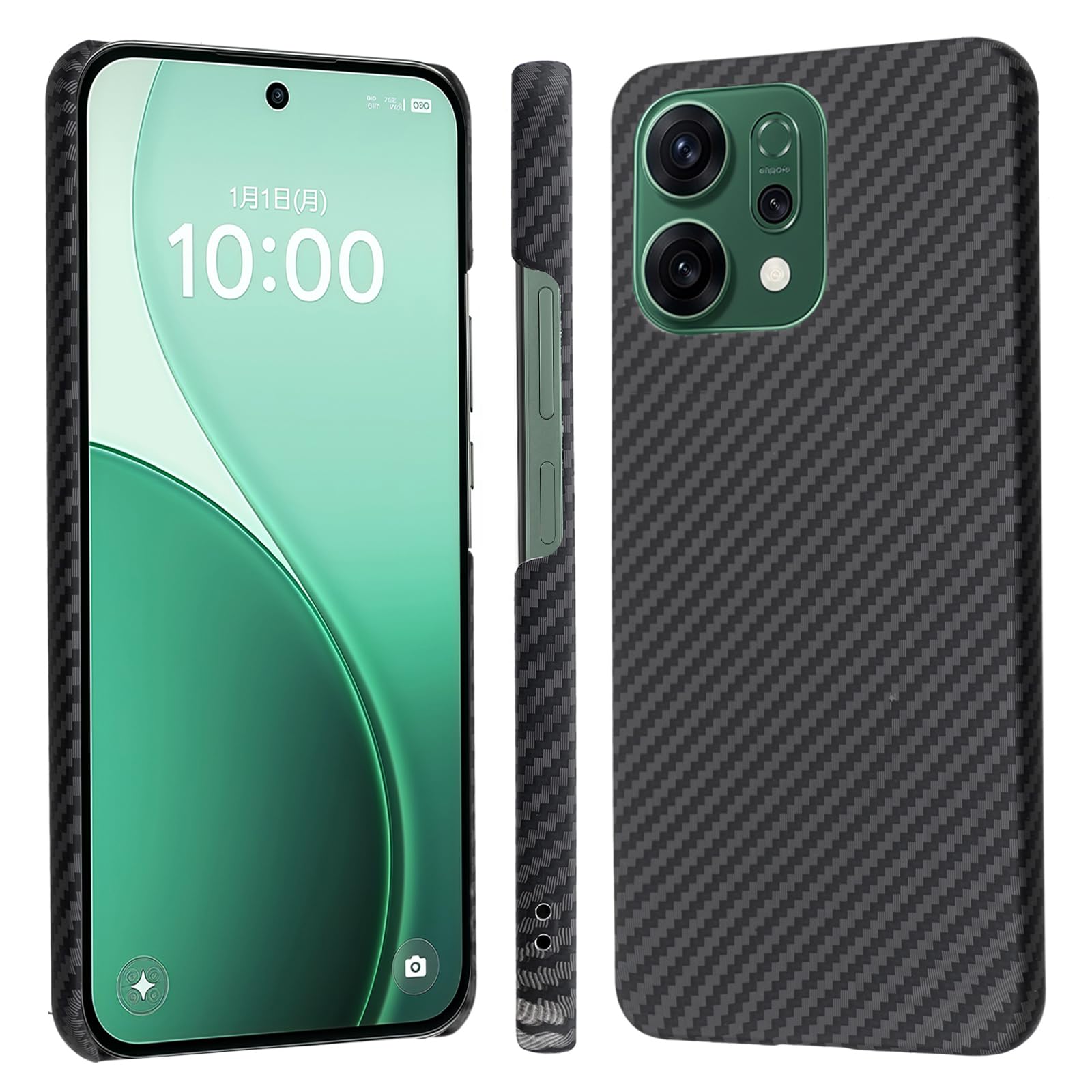 【 Antimam】OPPO Reno14 5G 用 入れもの アラミド衣料繊維製 極薄\u0026超軽さ 炭素風 オッポ リノ14 5G スマホカバー 指紋押しとどめる 耐衝撃 全面保護すること押しかぶせる Reno14 5g （黒いこと衣料繊維）