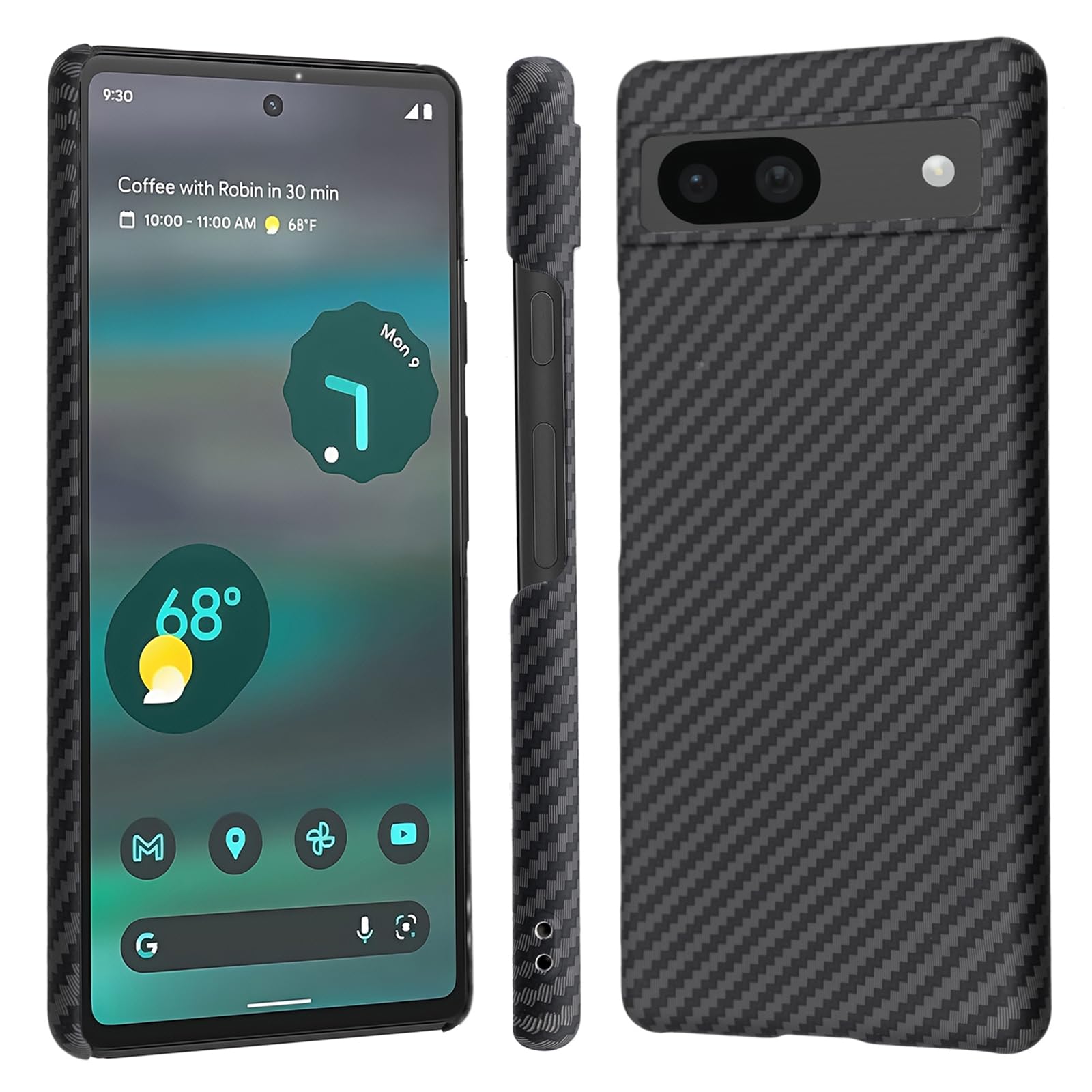 【 Antimam】Google Pixel 6A 用 入れもの アラミド衣料繊維製 極薄\u0026超軽さ 炭素風 グーグル 画素6A スマホカバー 指紋押しとどめる 耐衝撃 全面保護すること押しかぶせる pixel6a （黒いこと衣料繊維）
