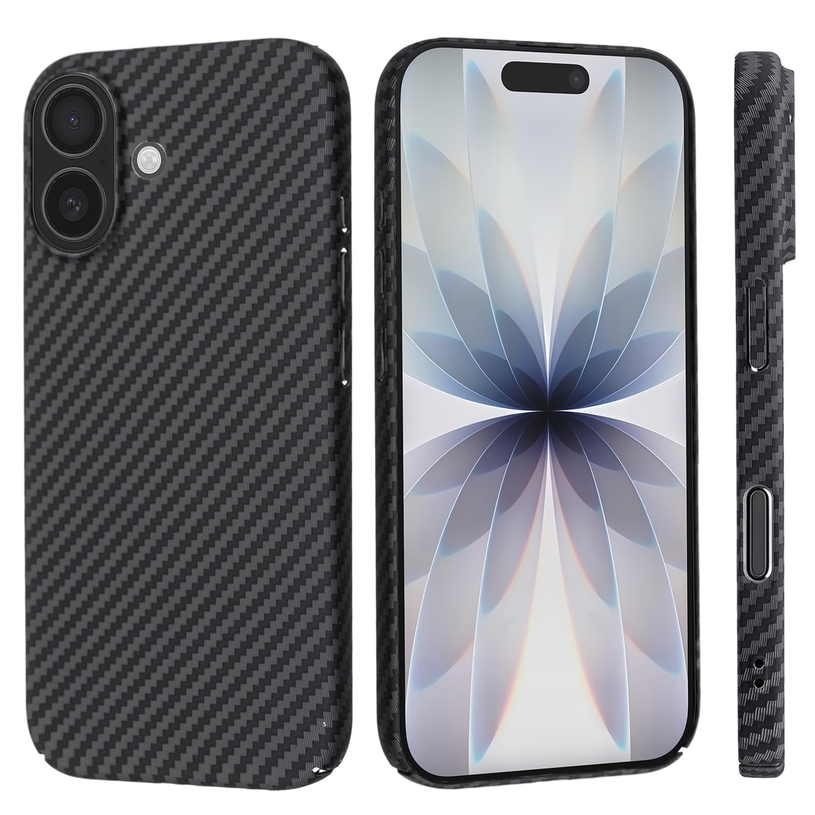 【 Agaiy 】ケースiPhone 16用 アラミド繊維 薄型 耐衝撃 超軽量（ブラック）アイフォン16 高級なカーボン風 スマホカバー 指紋防止 全面保護カバー iPhone 16黒