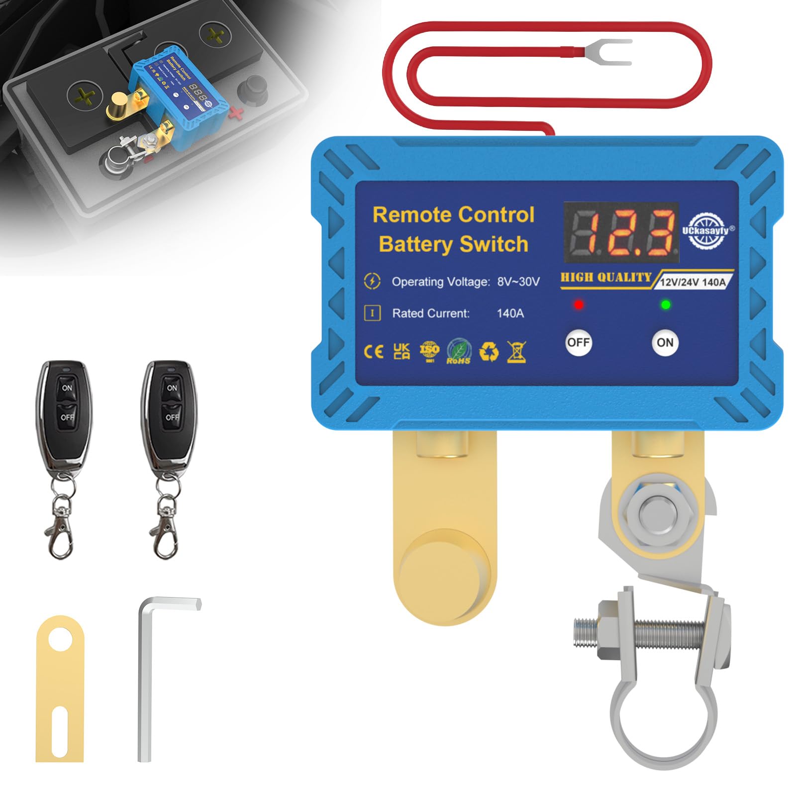 リモートバッテリーディスコネクトスイッチ12V 140A 電圧LED付き 車、RV、ATV、トラック、海洋のための表示盗難防止ディスコネクトスイッチ 12,086円